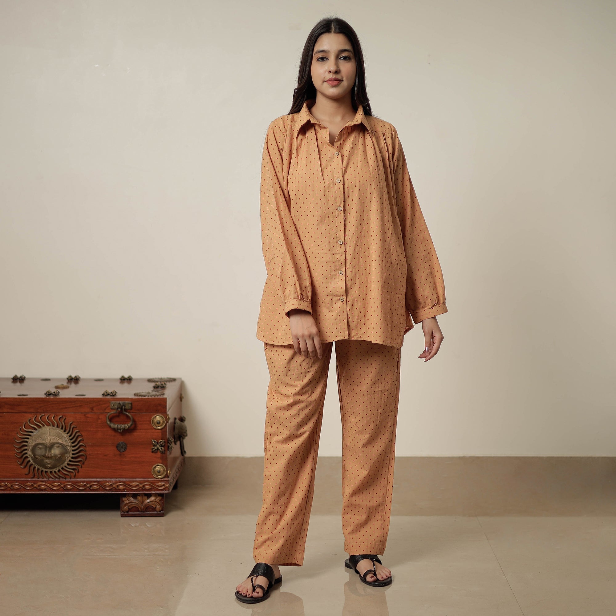 ITOKRI CASUALS Brown - Jacquard Cotton Co-Ord Set 03