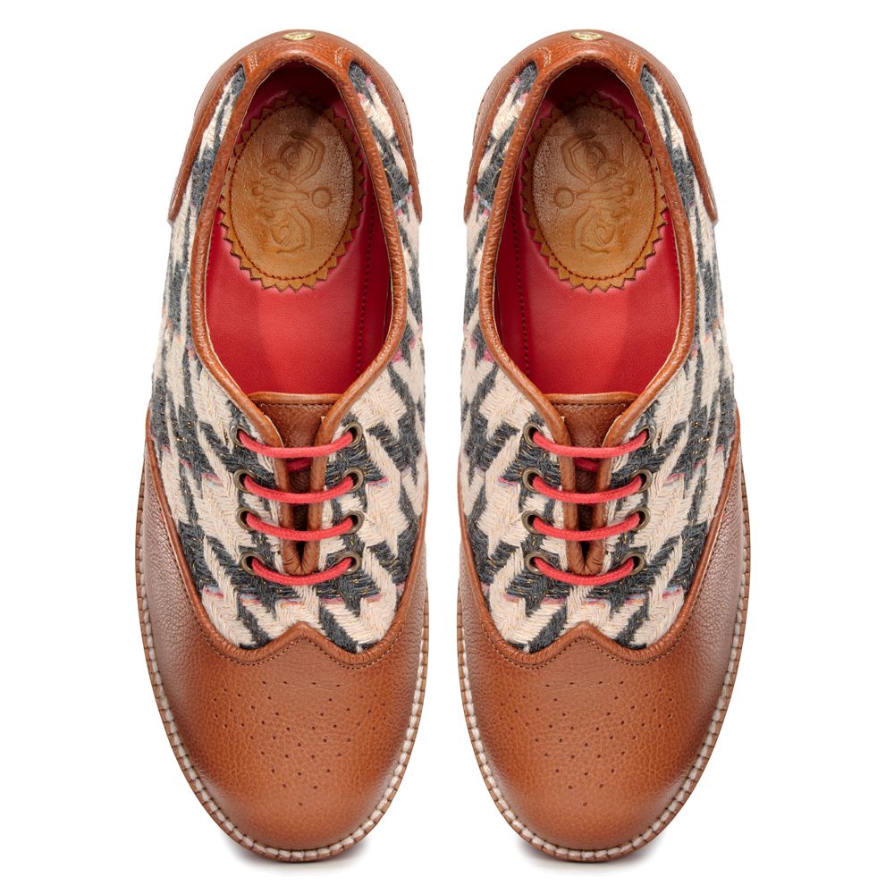Banjaaran India Tan Houndstooth Brogue for Women (discontinued) - view 2