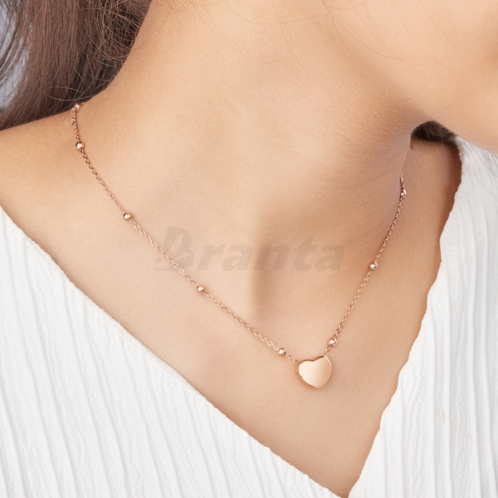 Branta Heart Rose Gold-Tone Stainless Steel Necklace
