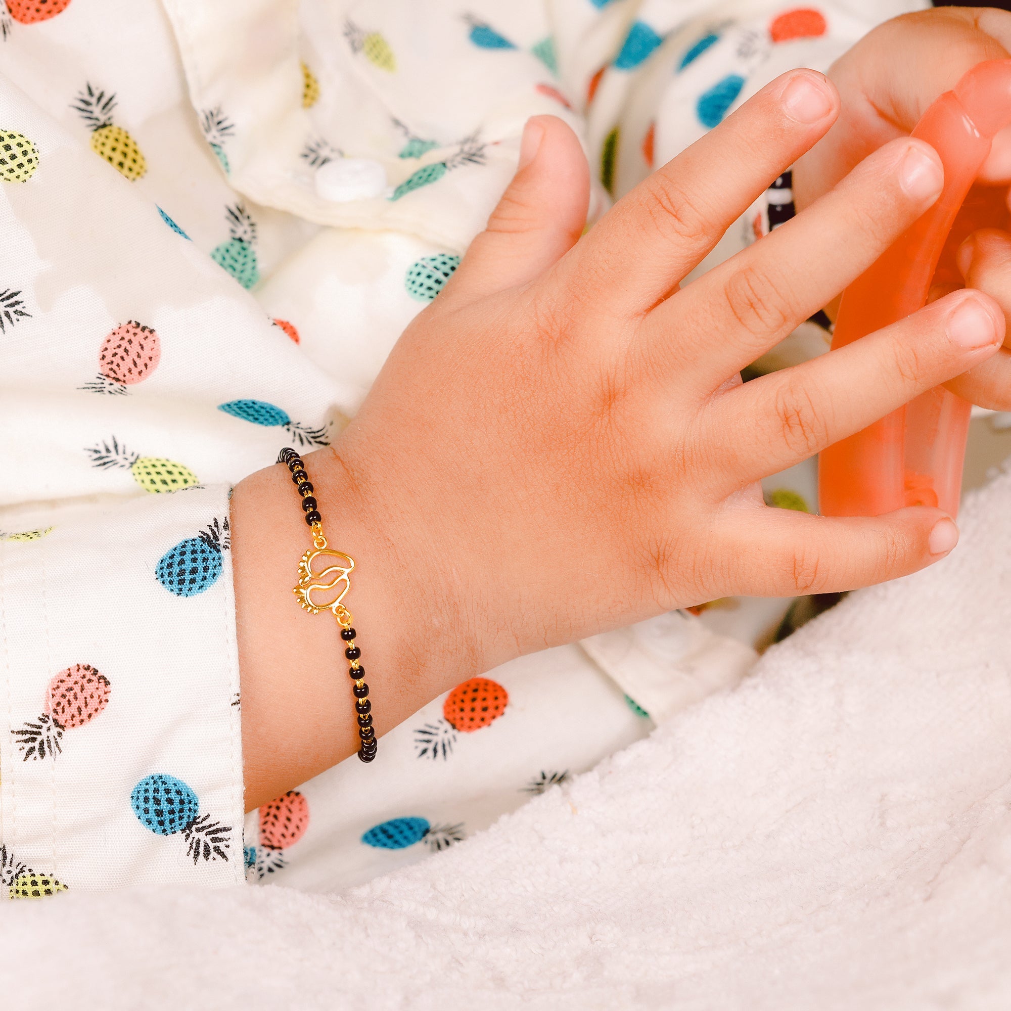 GIVA Jewellery Gold Baby Footprint Kids Nazariya Bracelet (0-1 yrs) - view 3