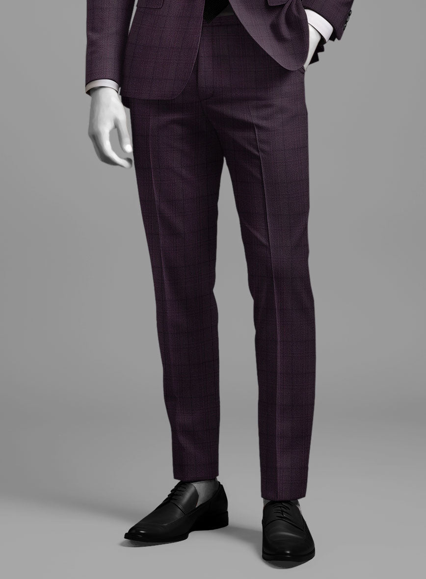 StudioSuits Napoleon Xina Tartan Purple Wool Pants - view 2
