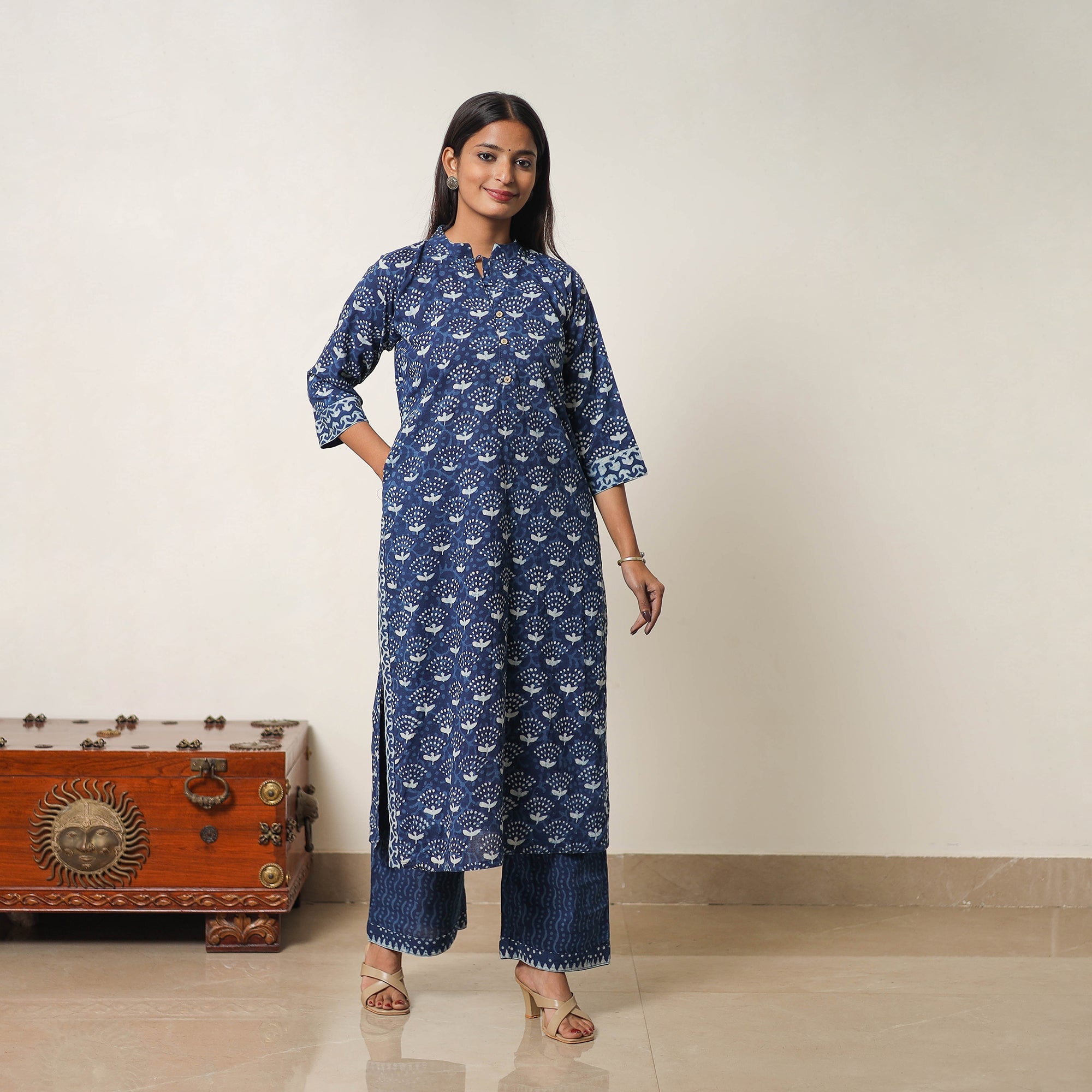ITOKRI CASUALS Blue - Hand Block Print Indigo Bagru Cotton Suit Set 07 - view 6