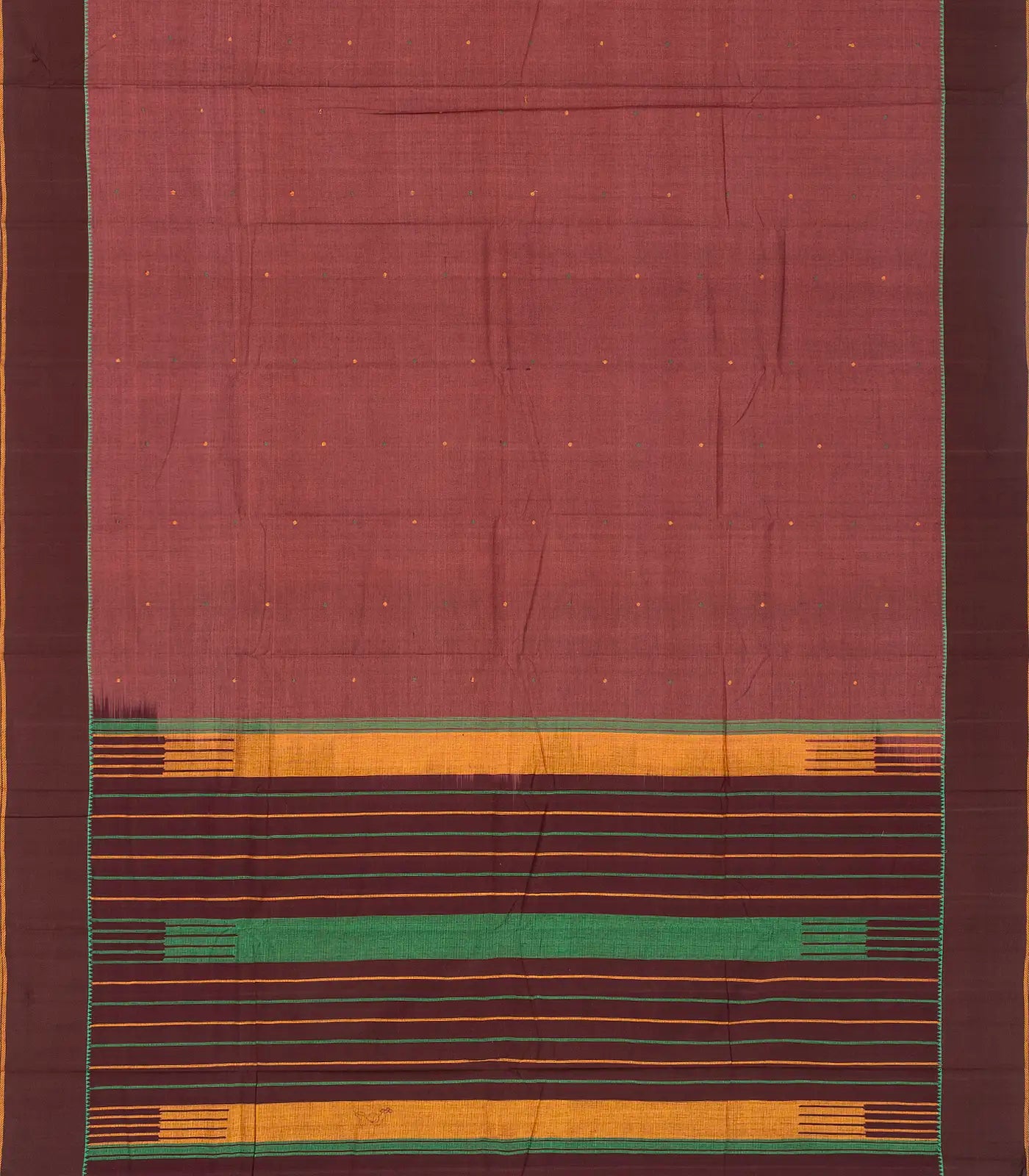 RmKV Dusty Pink Handloom Kanchi Cotton Saree With Coin Buttas - view 2
