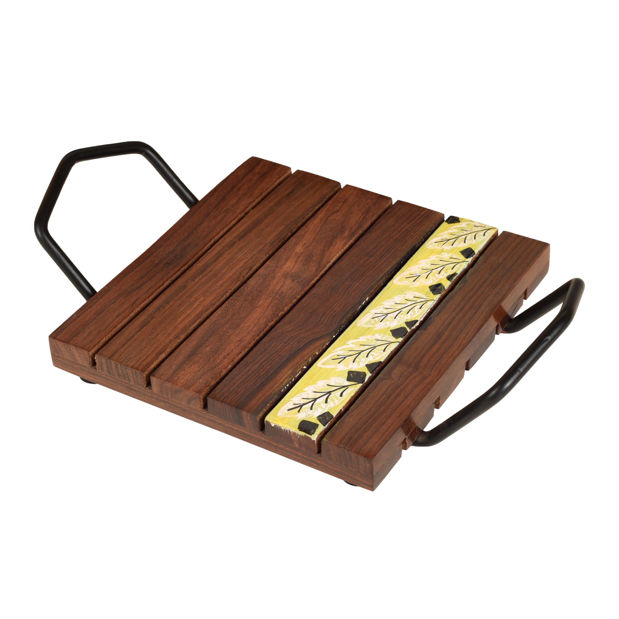 ART CREATIONS BY SUMAN SONTHALIA 'Leaf of Nature' Snack Tray in Rosewood (9.5x6x2)