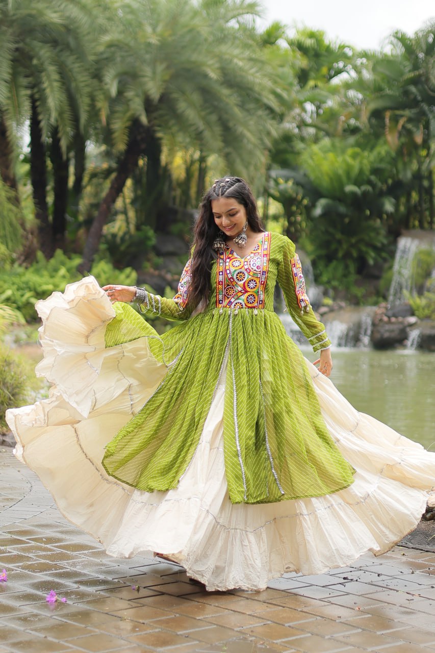 ClothsVilla Green Elegant Lehenga and Kurti Combo for Adults & Kids - Full-Stitched Set - view 2