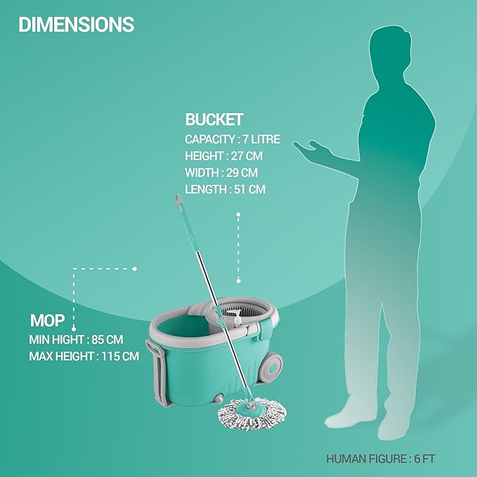 Royale Spin Mop (Spotzero by Milton) – Aqua Green - view 7