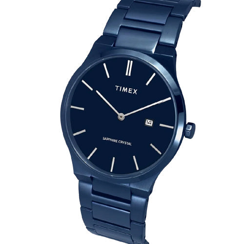 Timex E Class Men Analog Blue Round Stainless Steel Dial Watch 41mm TWEG23602 - view 2