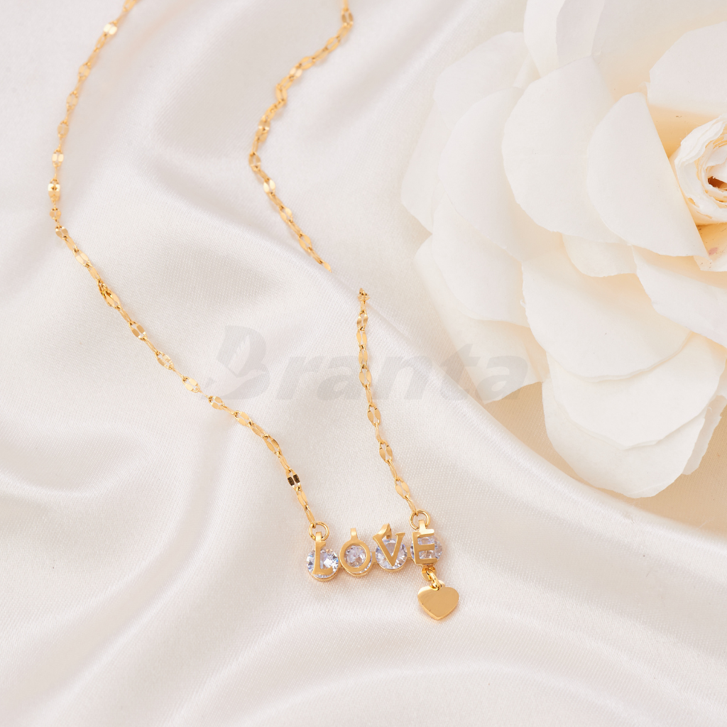 Branta Love Zircon Studded Pendant Necklace