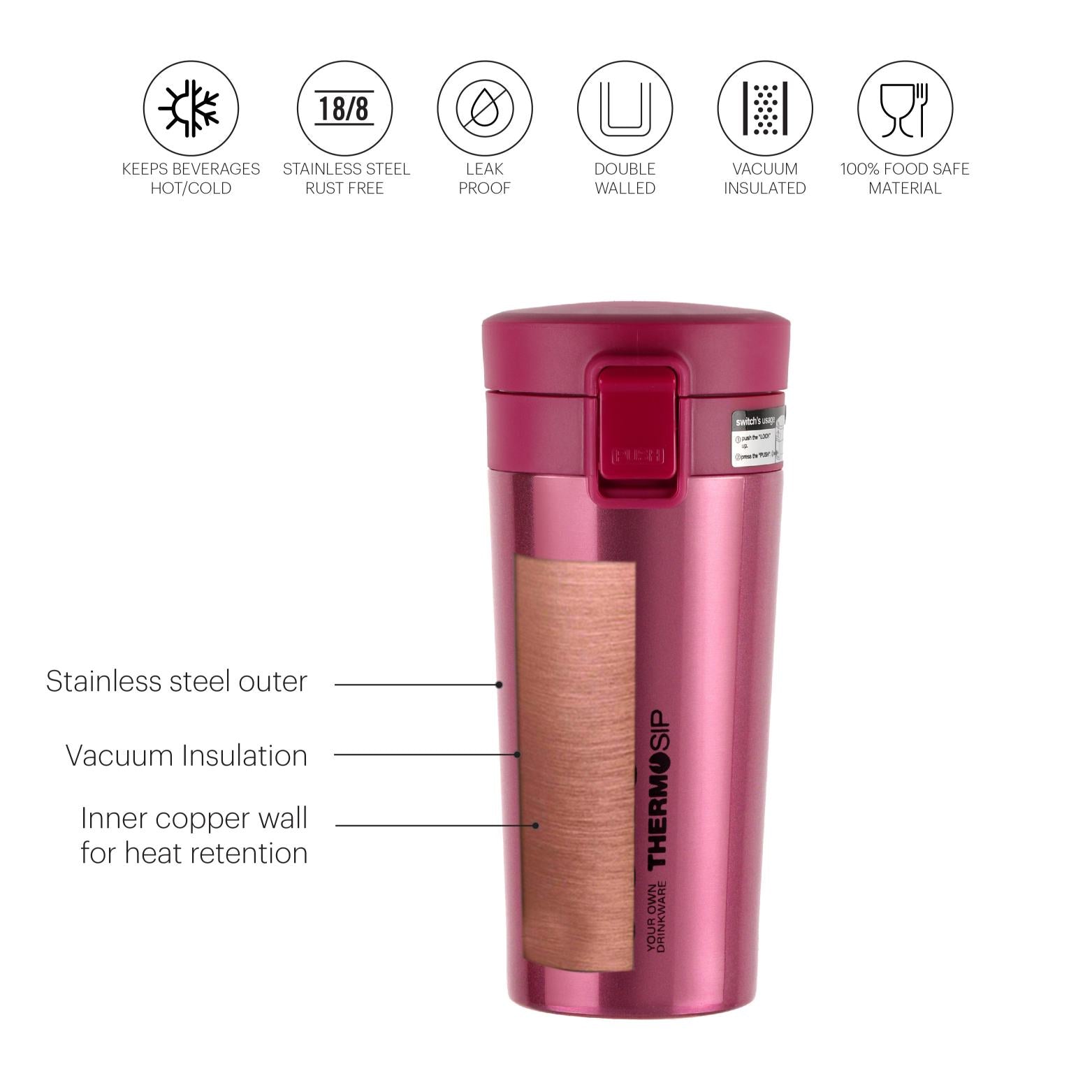 Cello Monty Flask, Vacusteel Water Bottle, 300ml - view 8