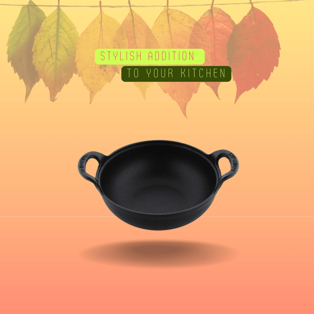 Trilonium Triple Seasoned Cast Iron CrockWok Kadhai | Gas & Induction Compatible | Black - view 14