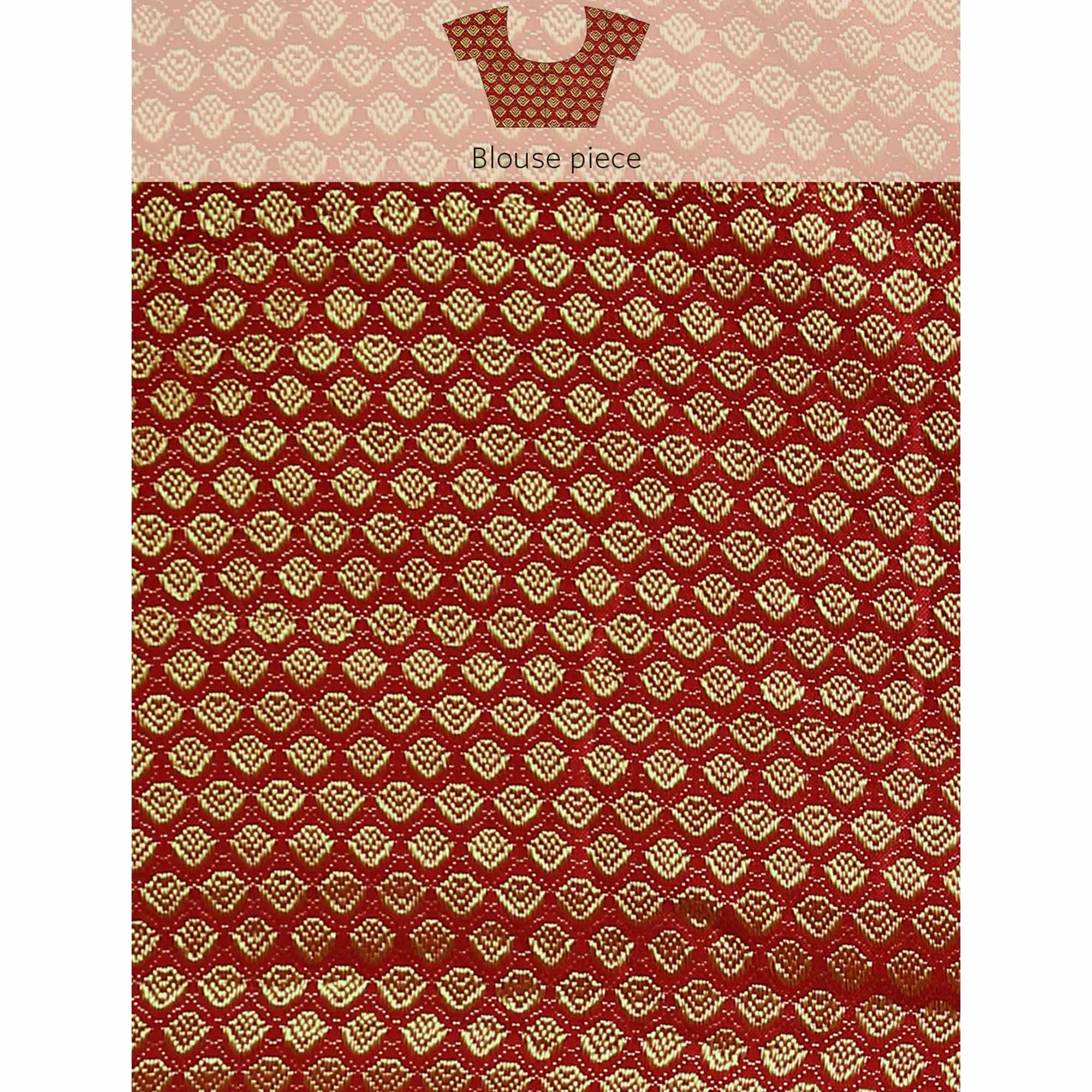 Peachmode Maroon Foil Printed With Swarovski Vichitra Silk Saree - view 8