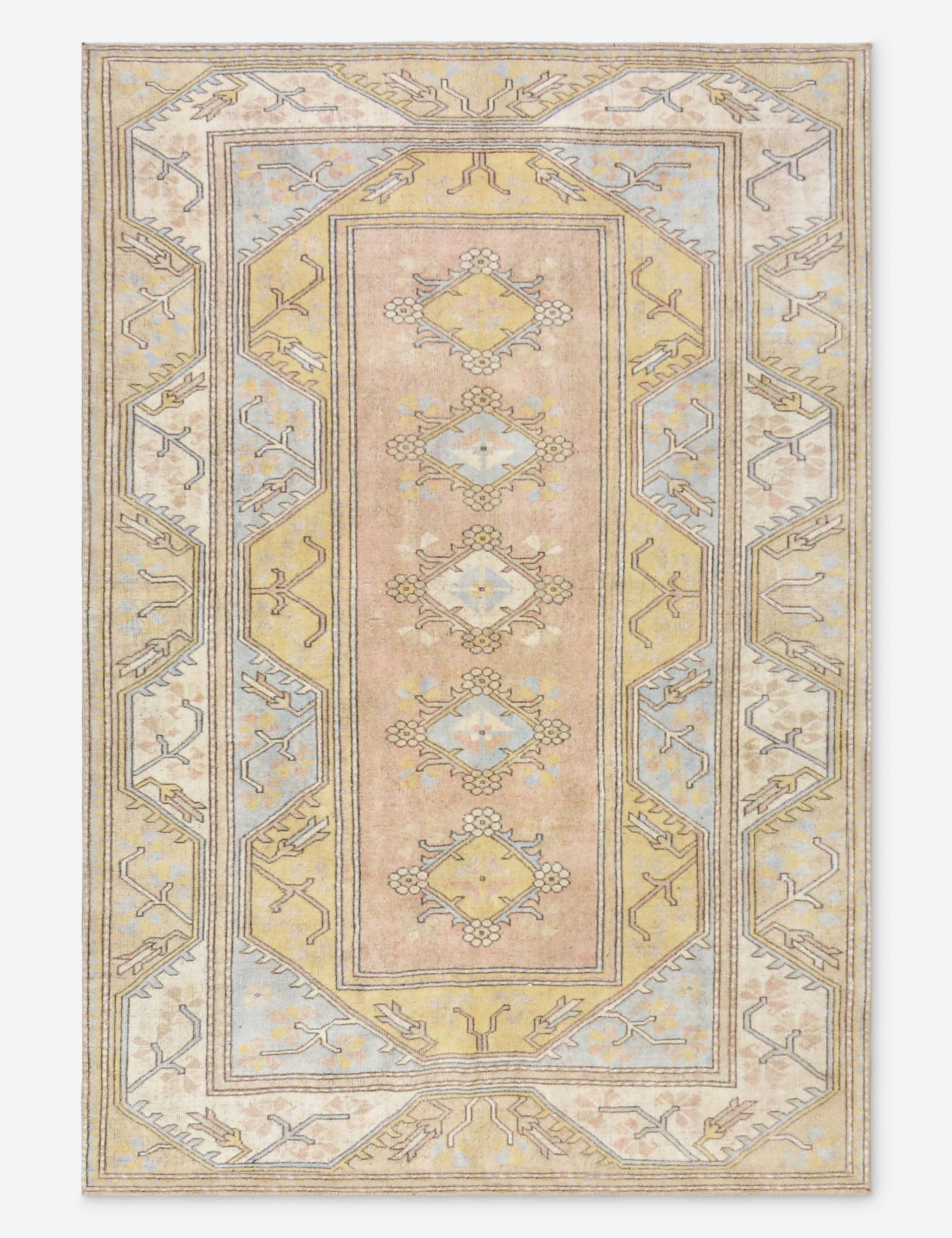 Lulu and Georgia Vintage Turkish Hand-Knotted Wool Rug No. 516, 5' 6" x 8'