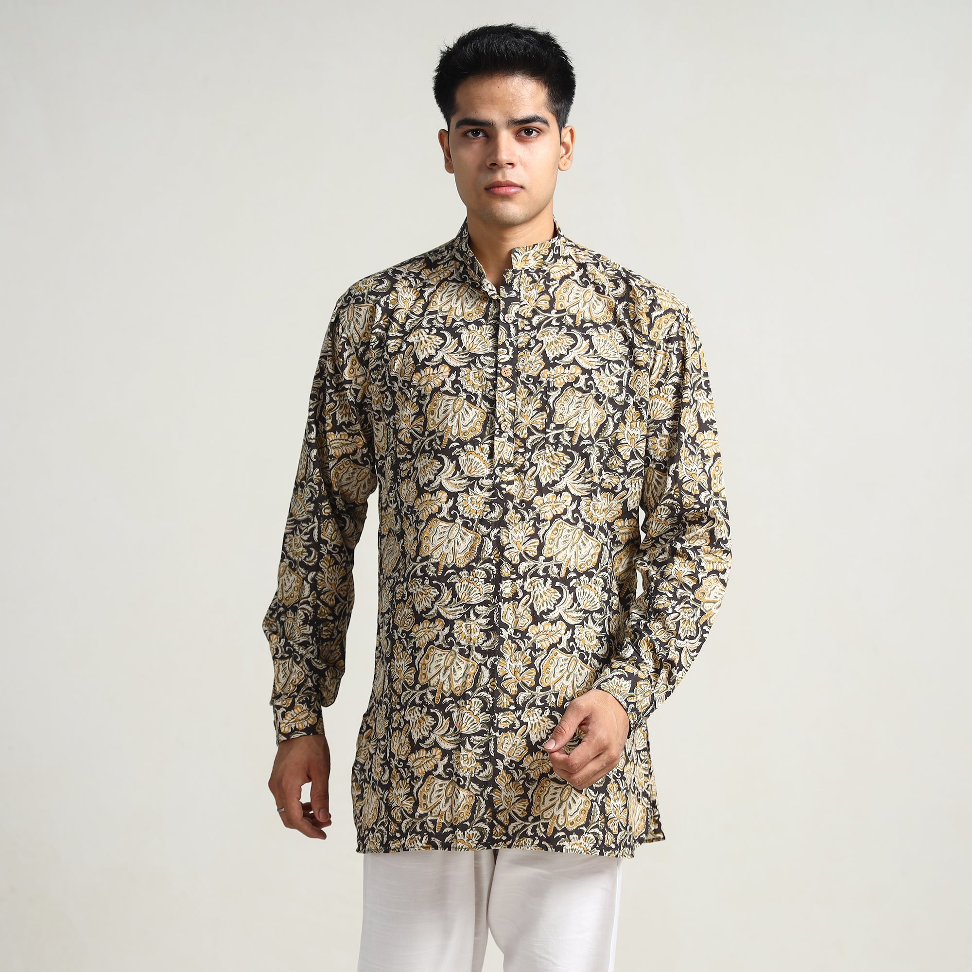 ITOKRI CASUALS Black - Bagru Block Printed Cotton Men Short Kurta 13 - view 4
