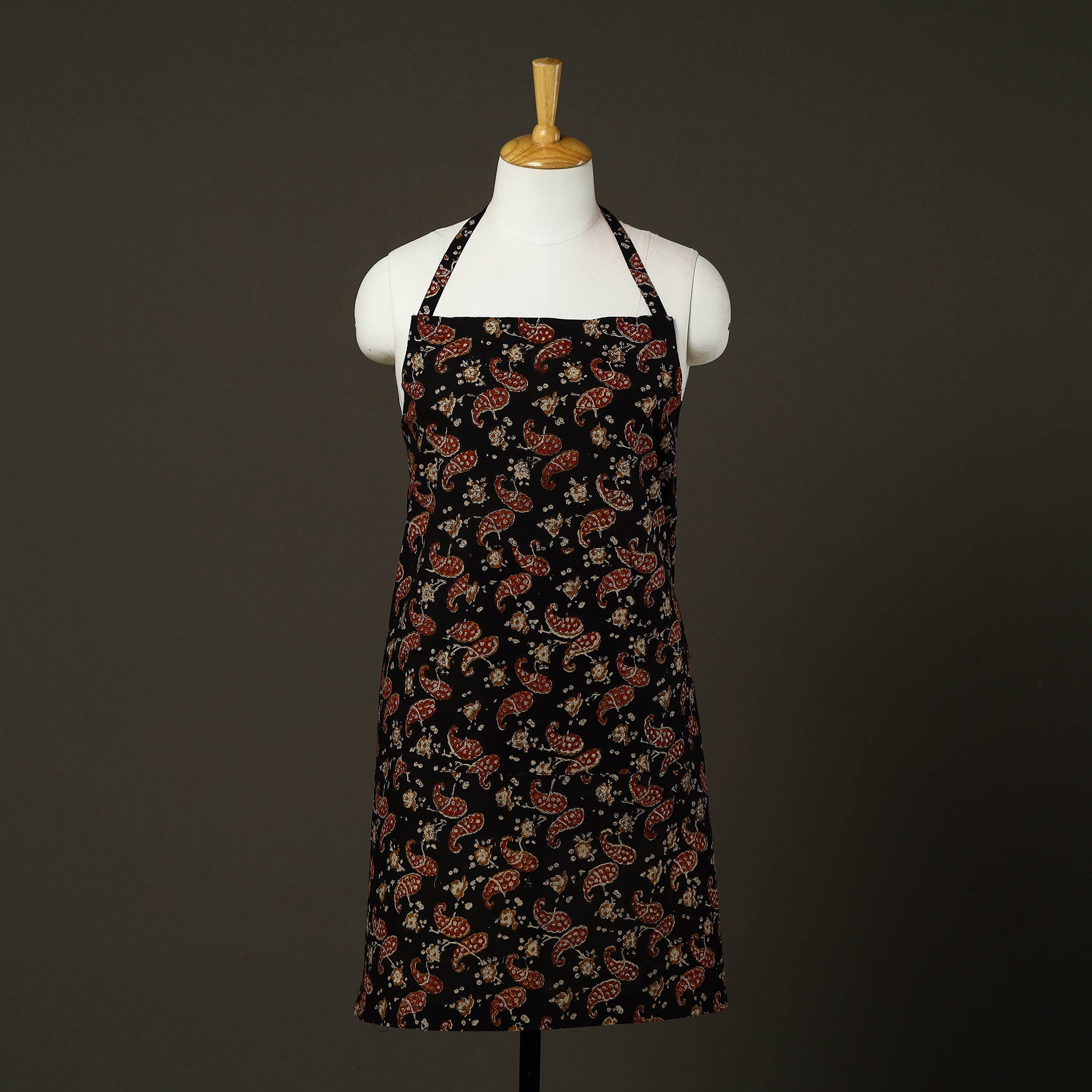 JALPARI Black - Bagru Block Print Cotton Apron with Pocket 26