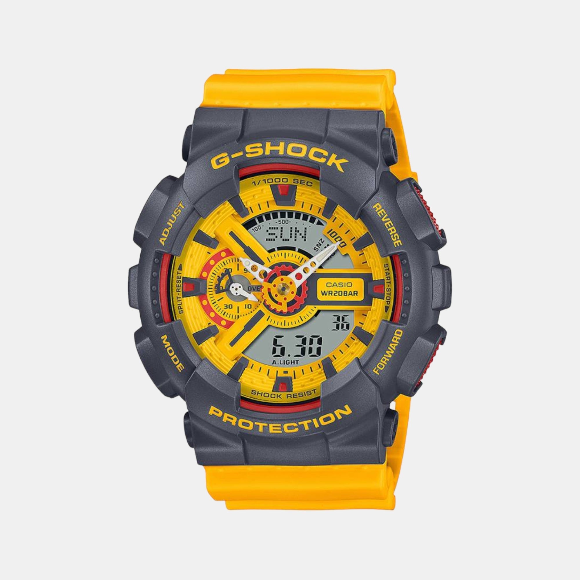 Casio G-Shock Men Quartz Yellow Dial Analog-Digital Resin Watch G1338