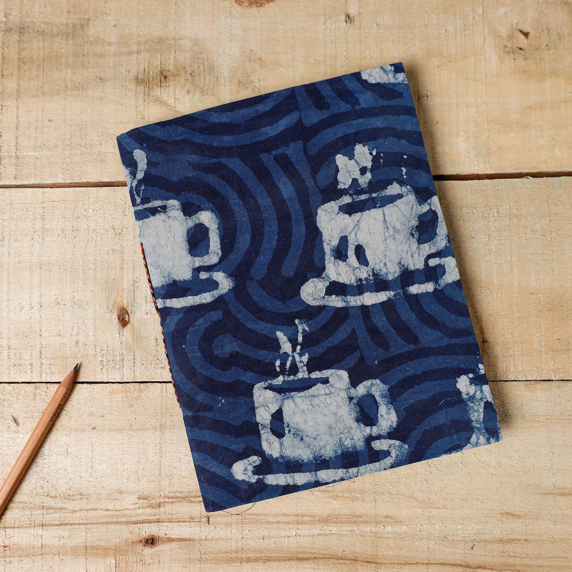 BINDAAS UNLIMITED Blue - Bindaas Fabric Cover Handmade Paper Notebook (9 x 7 in)