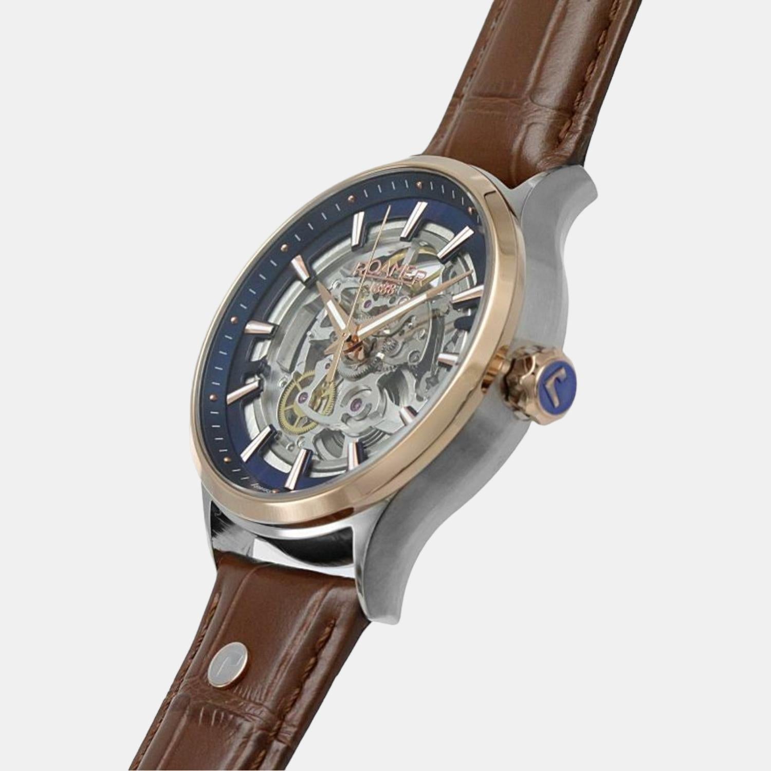 Roamer Competence Skeleton Men Automatic Blue Dial Analog Leather Watch 101663 49 45 05N - view 4