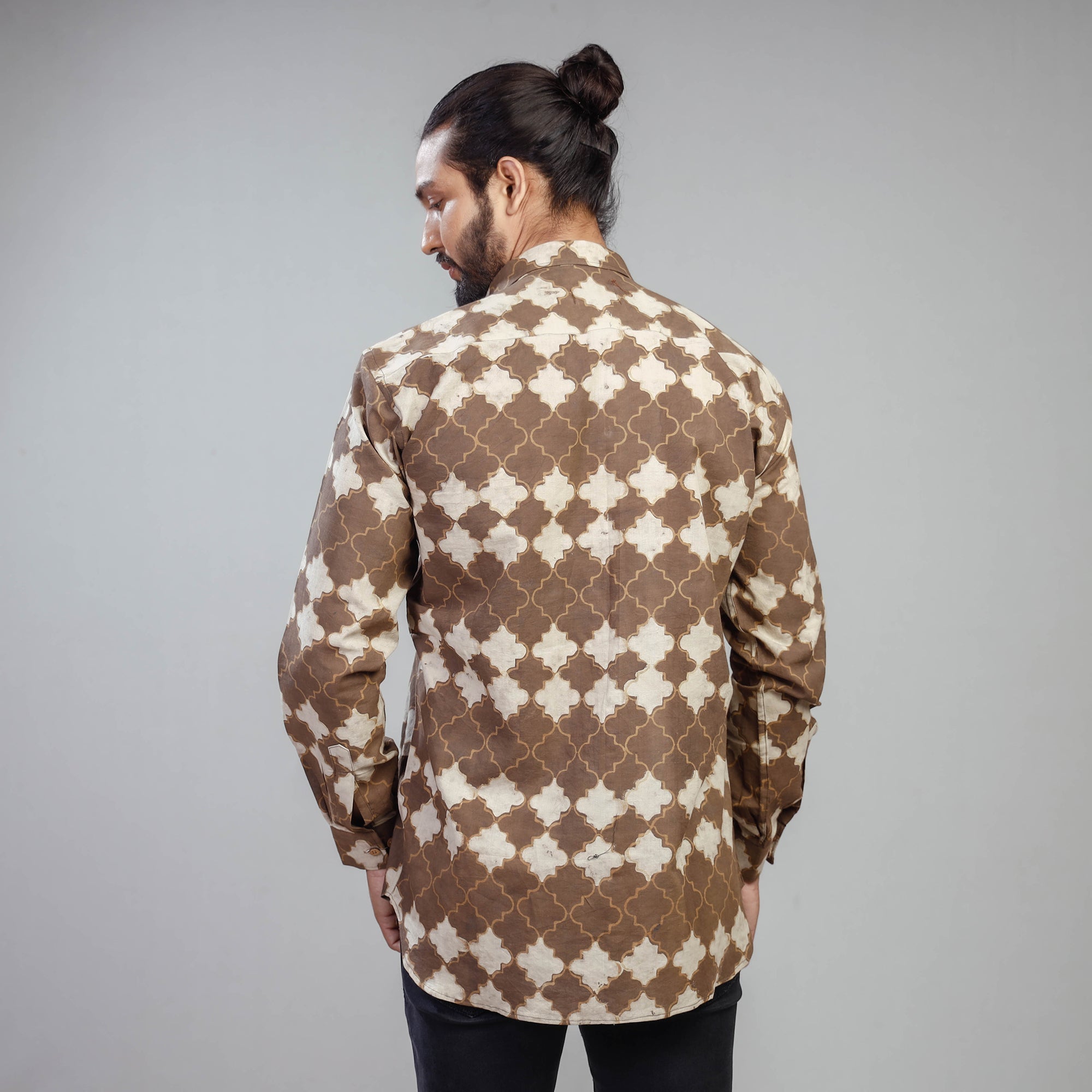 ITOKRI CASUALS Brown - Akola Block Printing Cotton Men Full Sleeve Shirt - view 7
