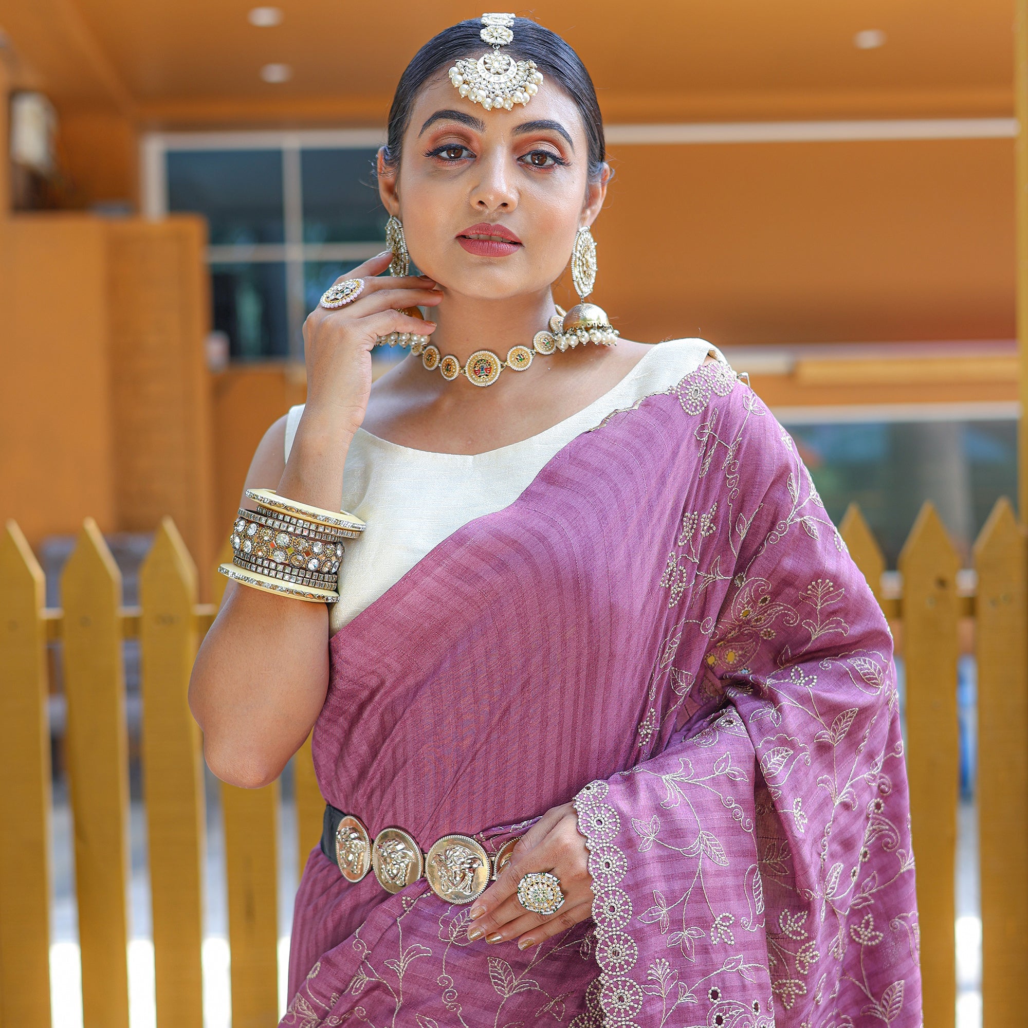 TASARIKA COUTURE Aaisha Lavender Soft Silk Handwork Saree - view 3