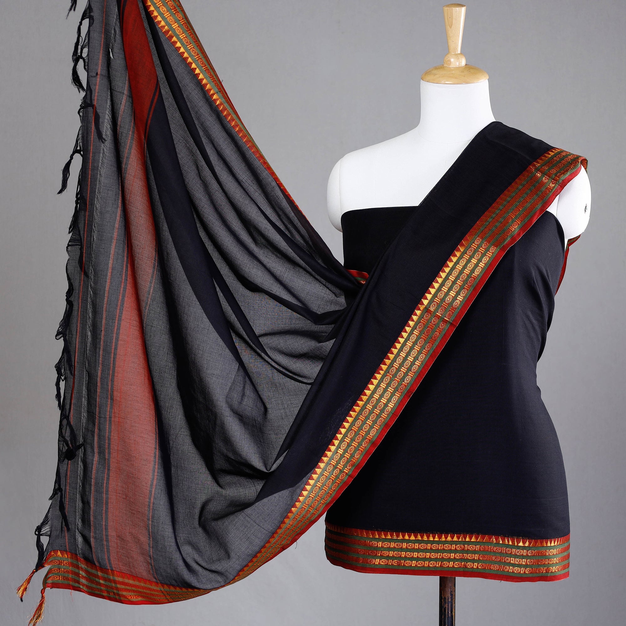 SOUTH KARGHA Black - 3pc Cotton Dharwad Dress Material 04