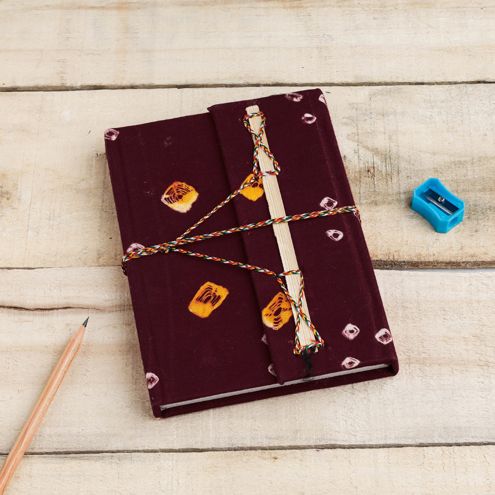 TARAGRAM Brown - Bandhani Cover Handmade Paper Notebook with Thread Lock