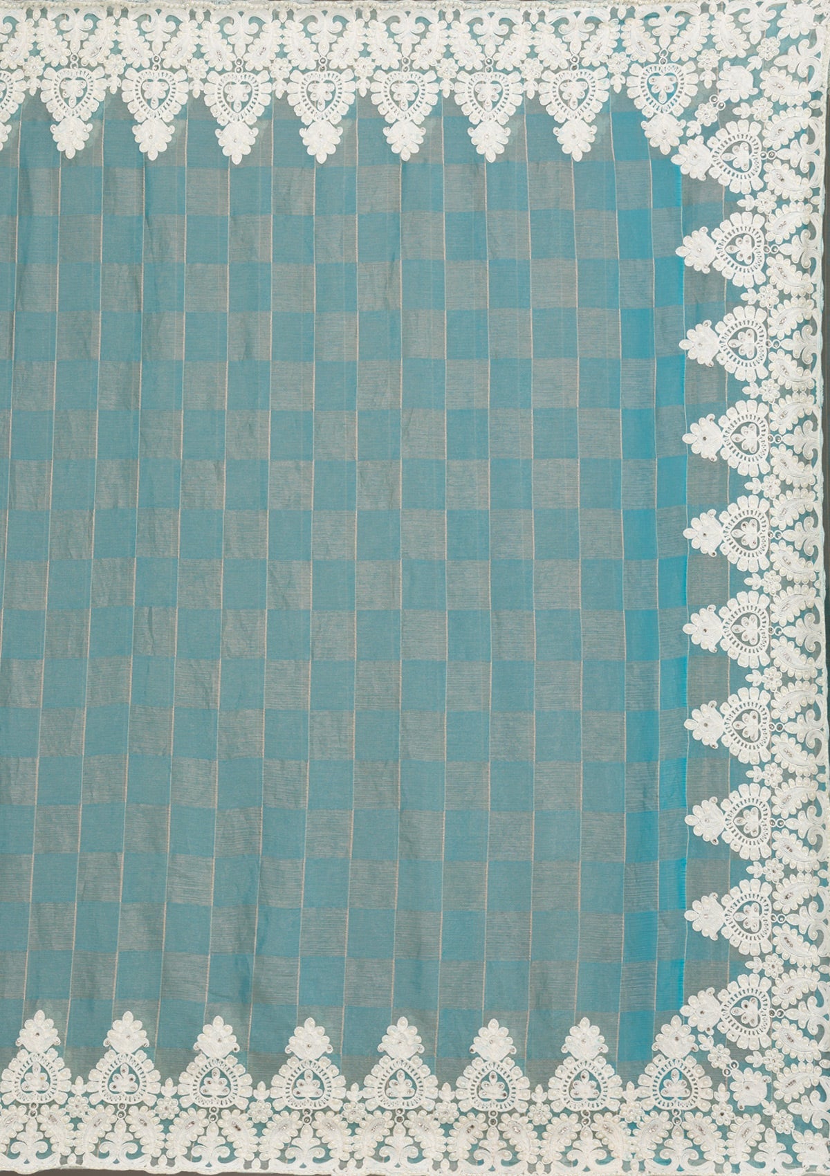 Koskii Turquoise Blue Pearlwork Tissue Saree – Women's - view 11