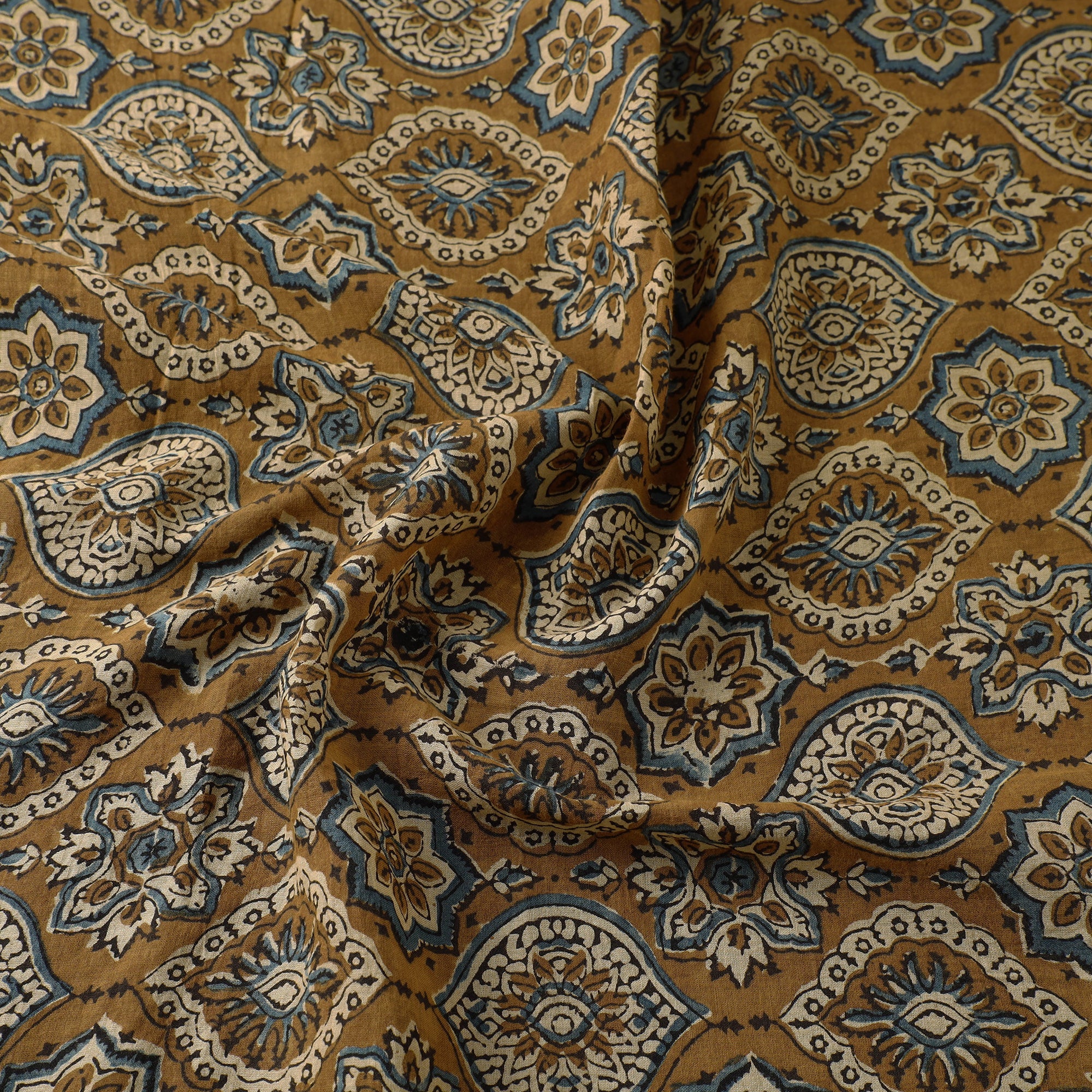 AJRAKH BY SUFIYAN ISMAIL KHATRI Brown - Ajrakh Hand Block Printed Mul Cotton Fabric 03 - view 3