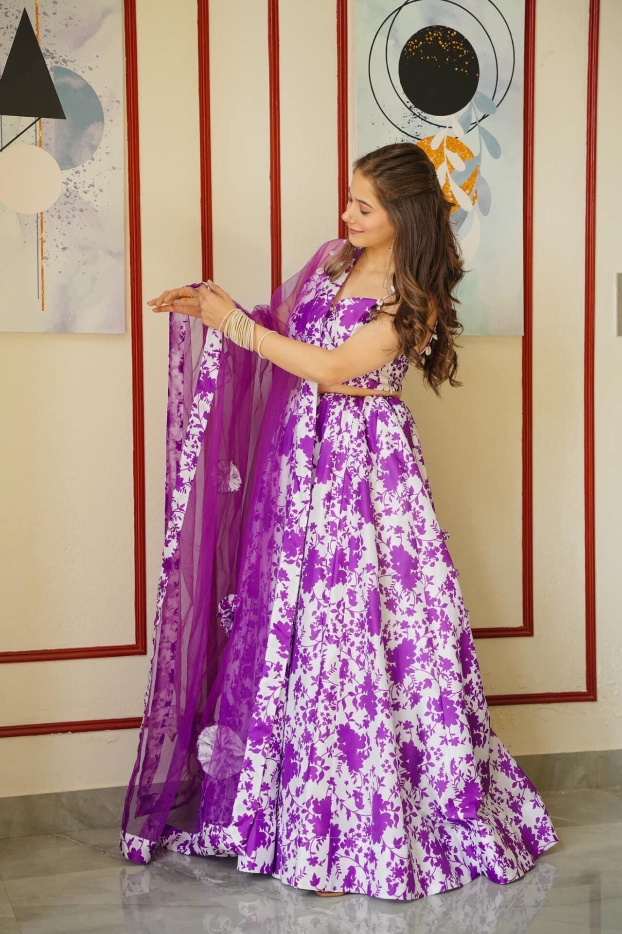 Idaho-o Inika Purple Lehenga Choli Set – Women's - view 2