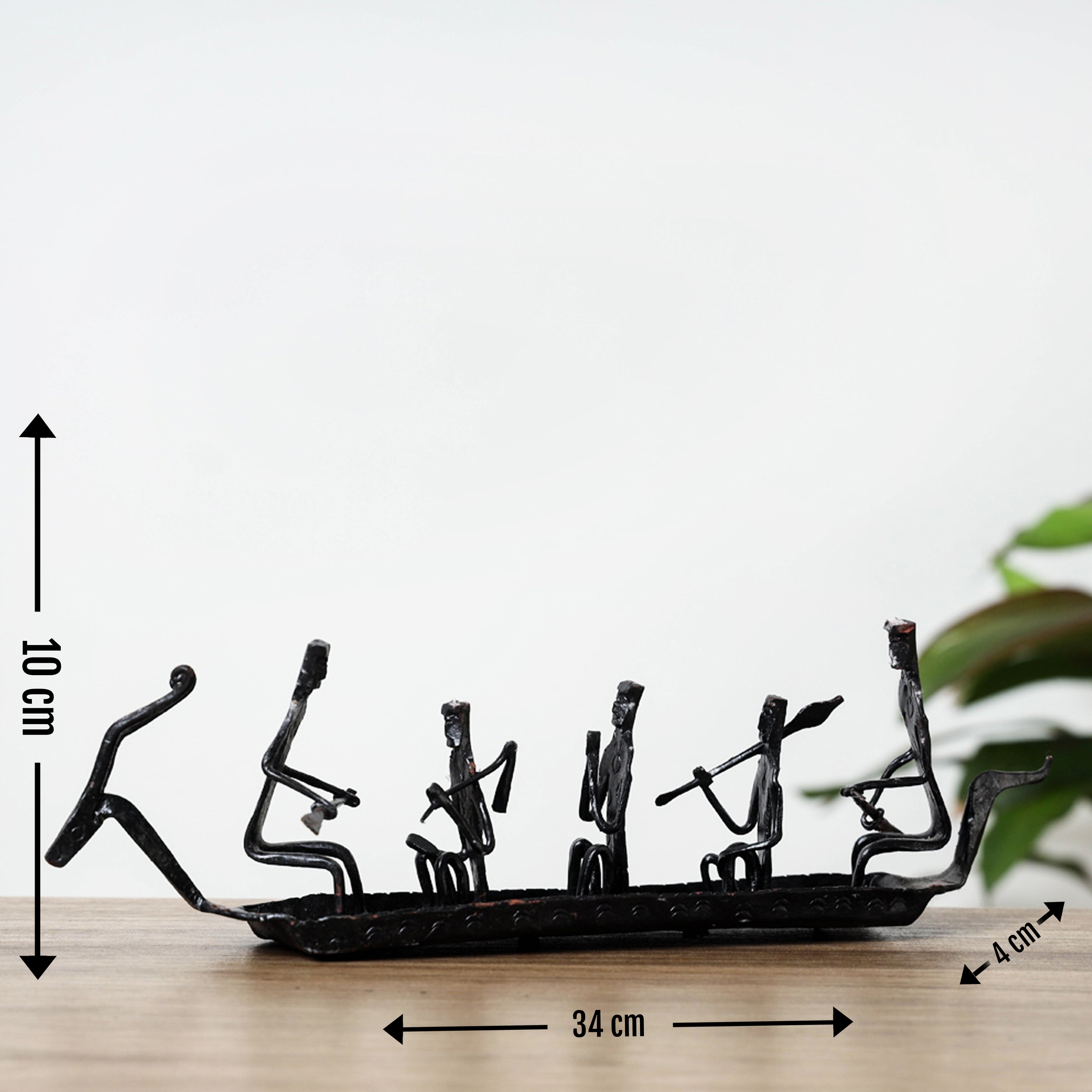 CHHATTISGARH HASTSHILP VIKAS BOARD Bastar Tribal Wrought Iron Ship 5 Men Candle Stand - view 3