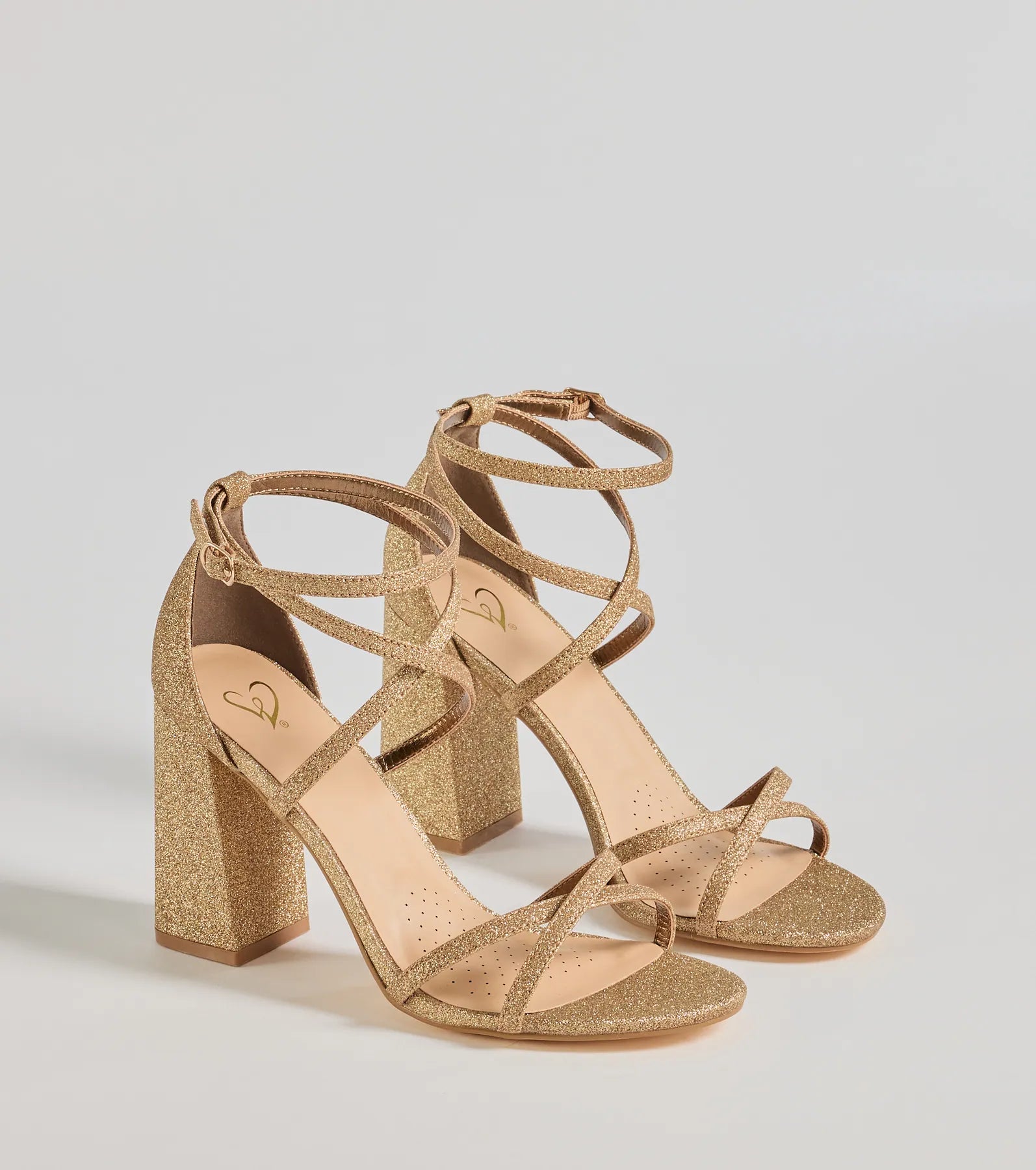 Windsor Glitzy Strut Glitter Mesh Block Heels