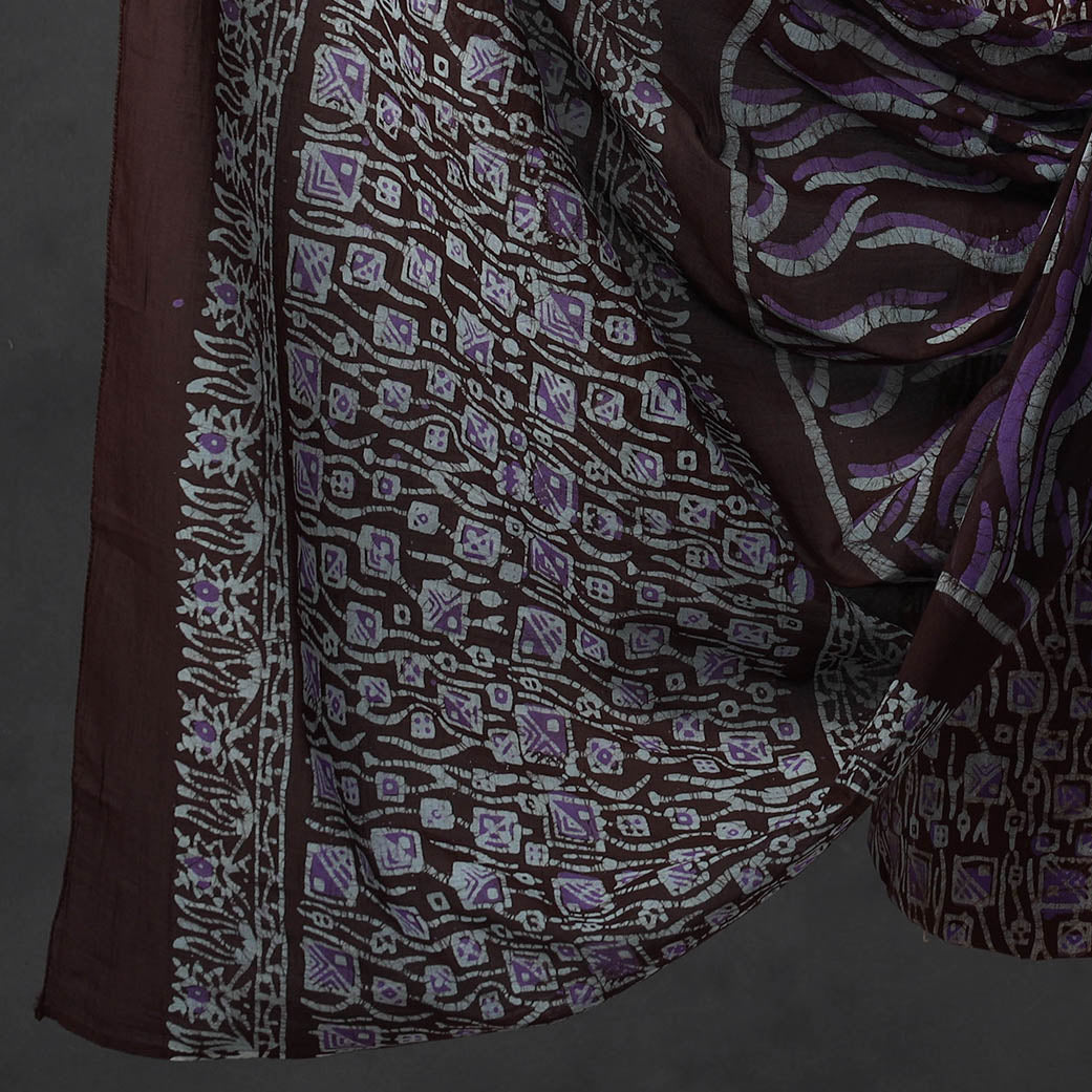 KACHCHH JI CHHAAP Brown - Kutch Print 3pc Cotton Batik Dress Material 44 - view 4
