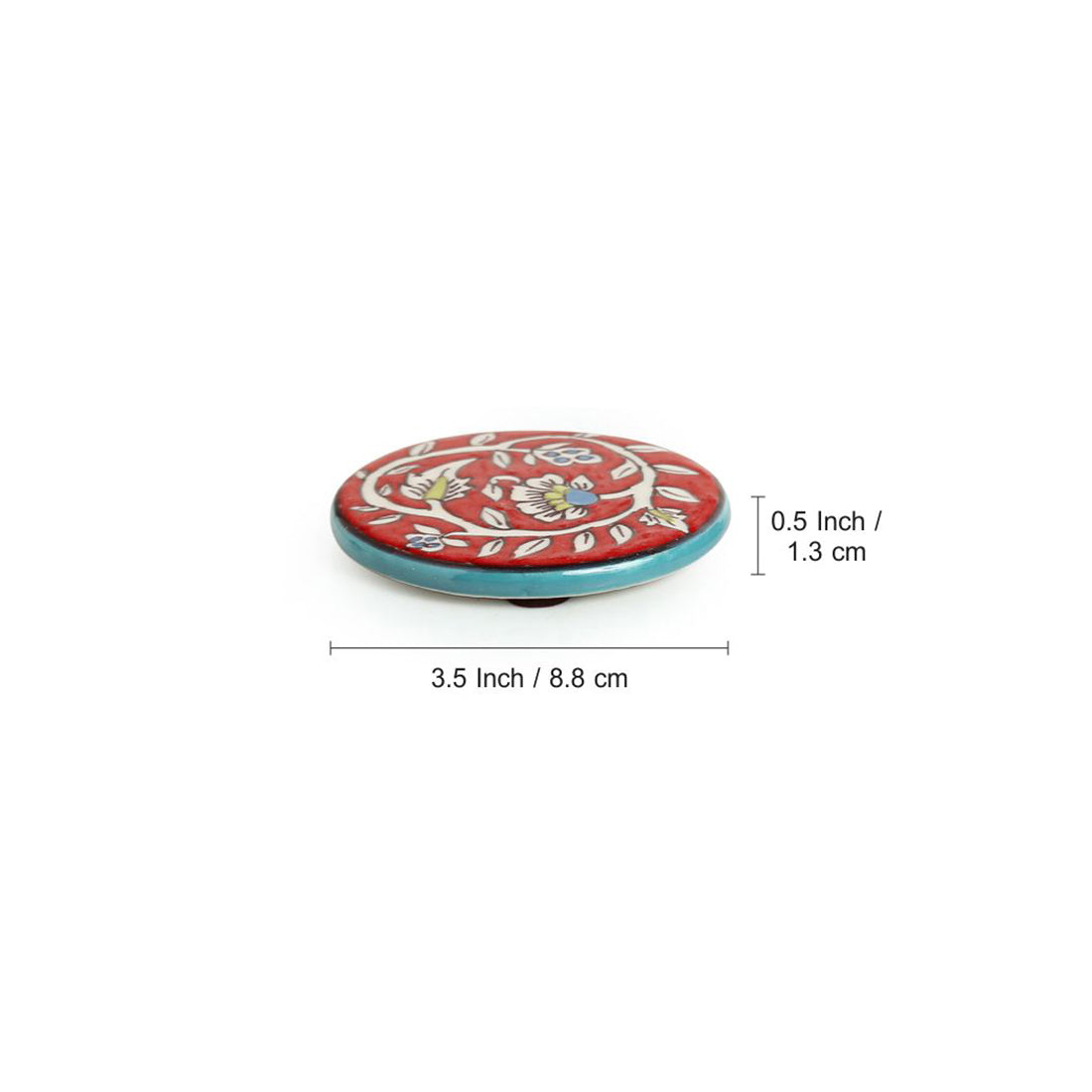EXCLUSIVELANE 'Mughal Disks' Floral Handpainted Coasters In Ceramic (Set of 4) - view 6