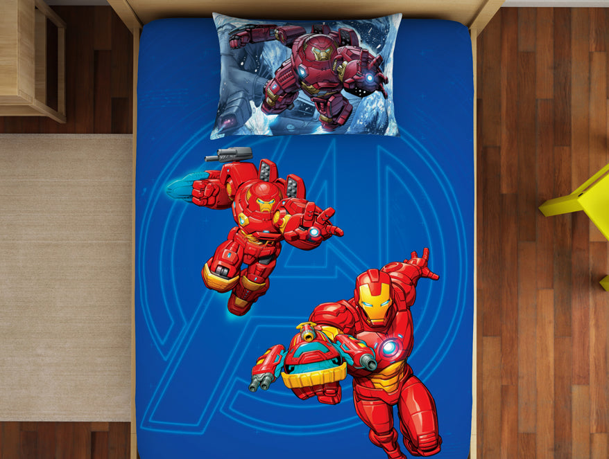 Spaces India Character Indigo Bunting - Blue 100% Cotton Single Bedsheet - Marvel Iron Man By Spaces - view 3
