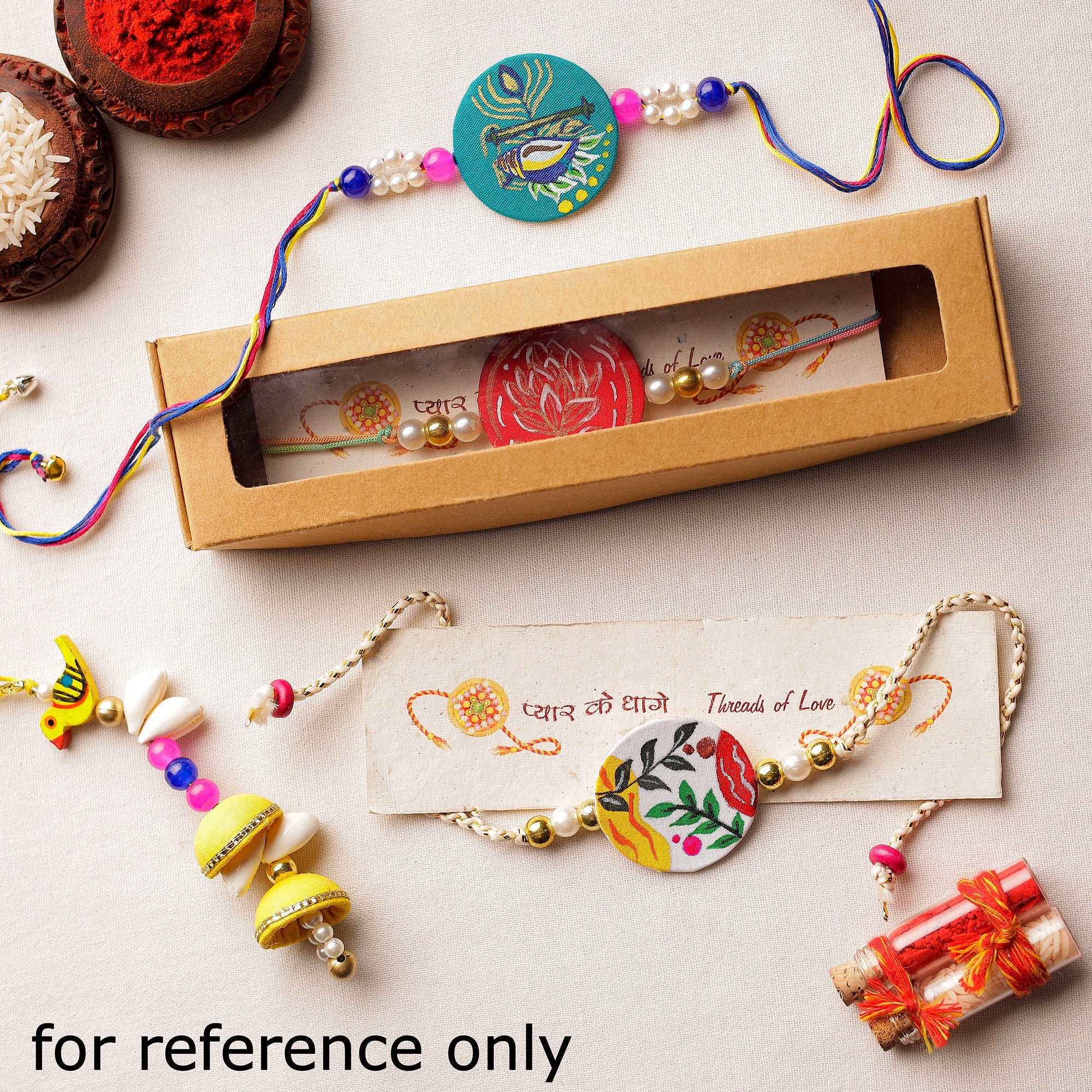 KHUSHBASH - HAPPY LOOM OF EAST Bishnupur Handpainted Fabric Rakhi 10 - view 3