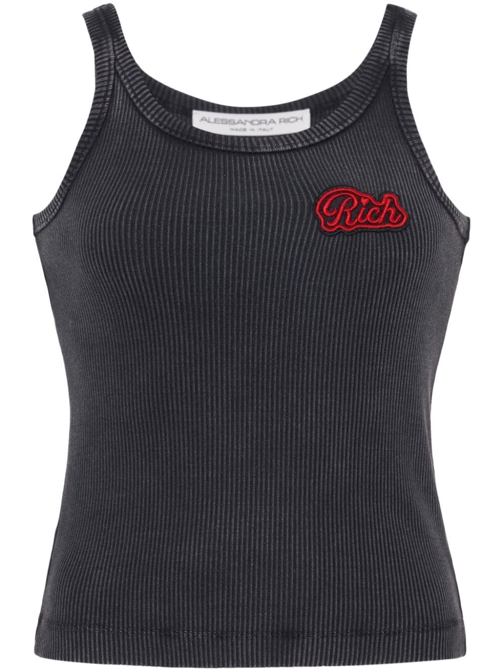 Alessandra Rich Logo ribbed cotton tank top – Cotton 95% Elastane 5%
