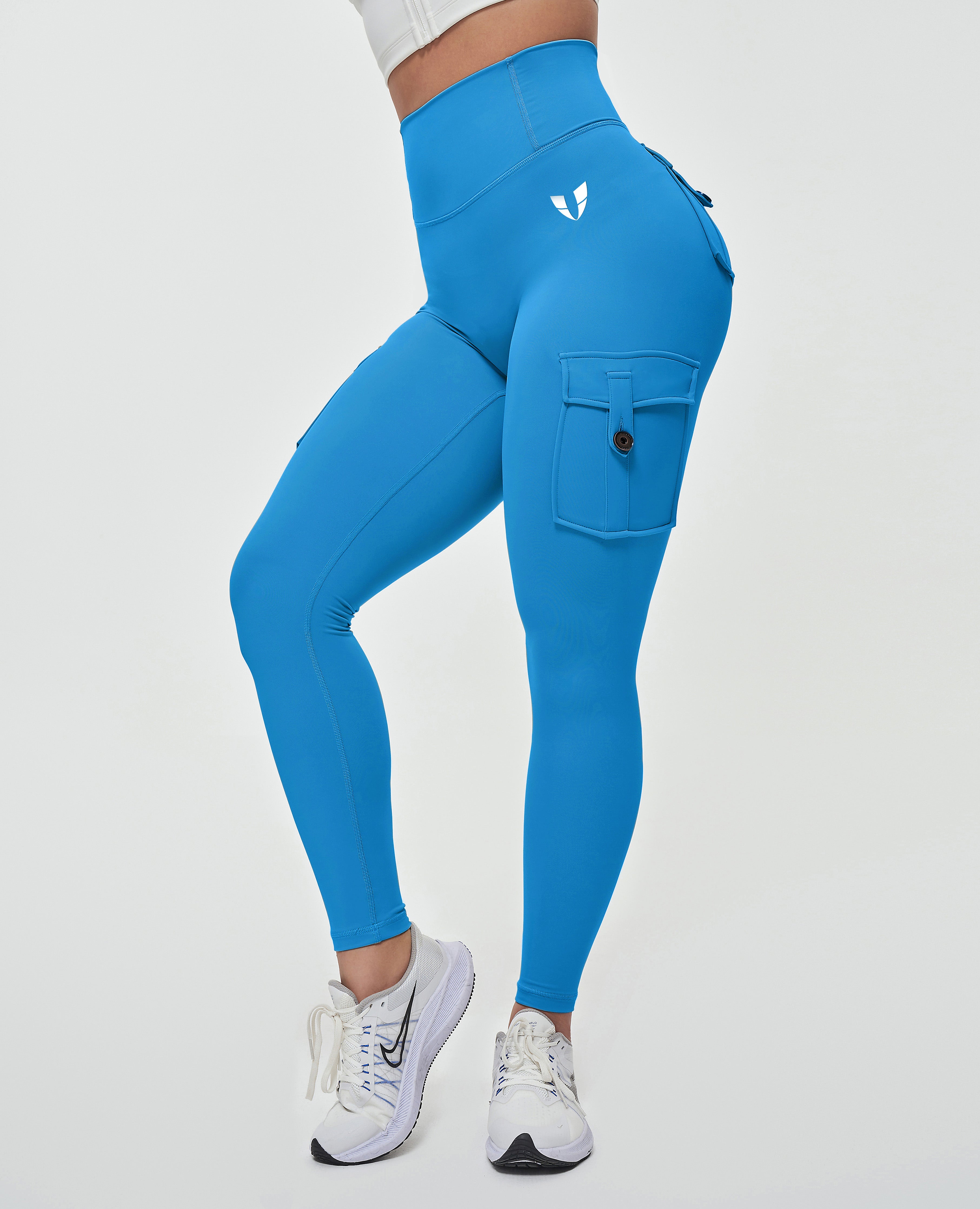 FIRM ABS High Waisted Cargo Leggings - Light Blue - view 2