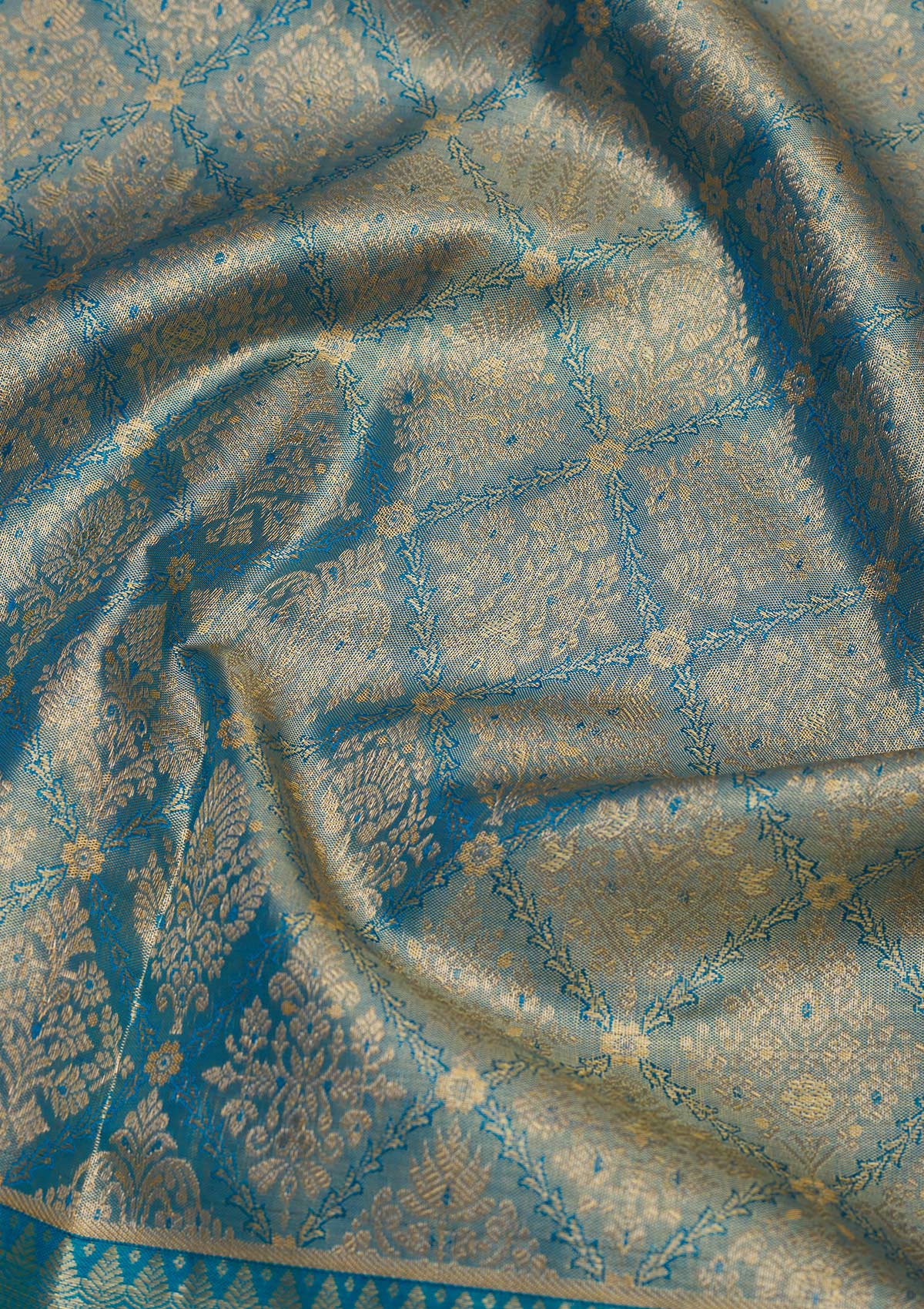 Koskii Turquoise Blue Zariwork Pure Silk Saree - view 2