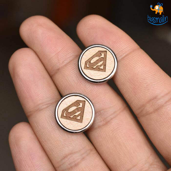 DesignWesign Superman Wooden Cufflinks - view 2