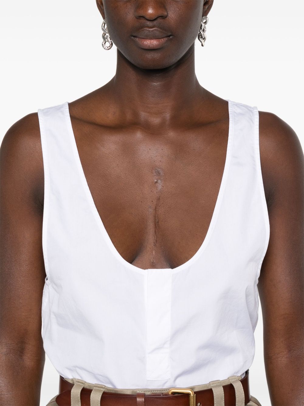 Saint Laurent semi-sheer Henley Tank Top - view 2