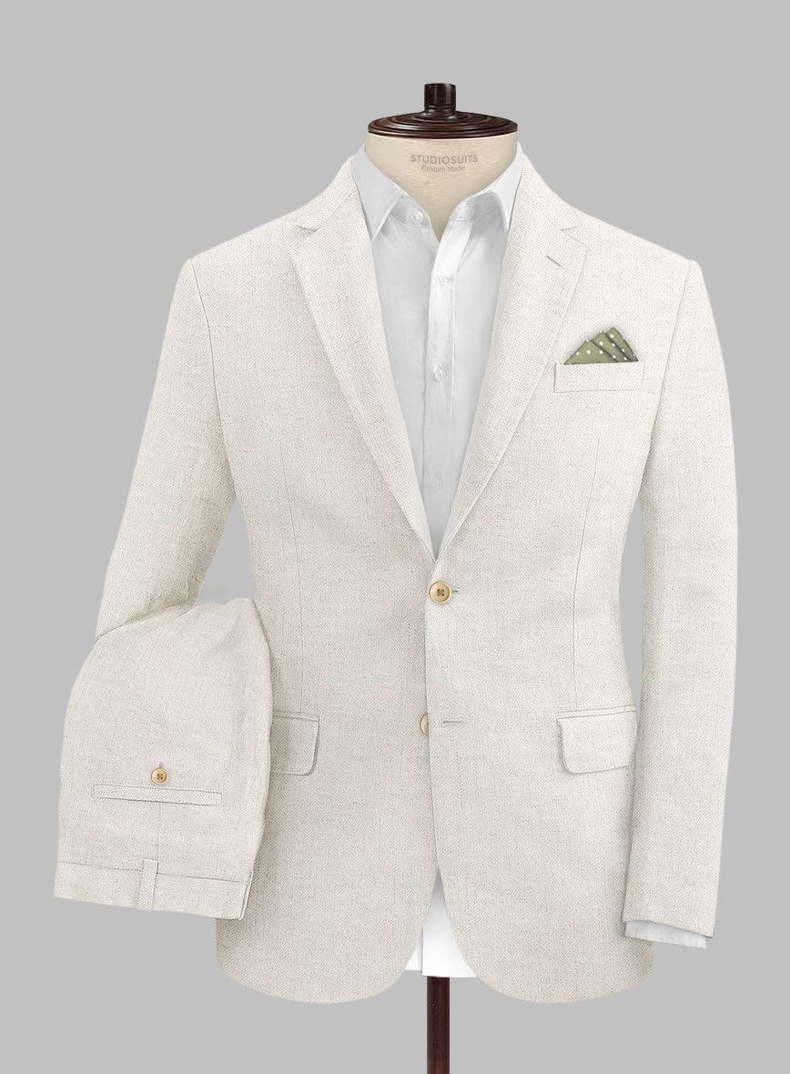 StudioSuits Solbiati Beige Herringbone Linen Suit