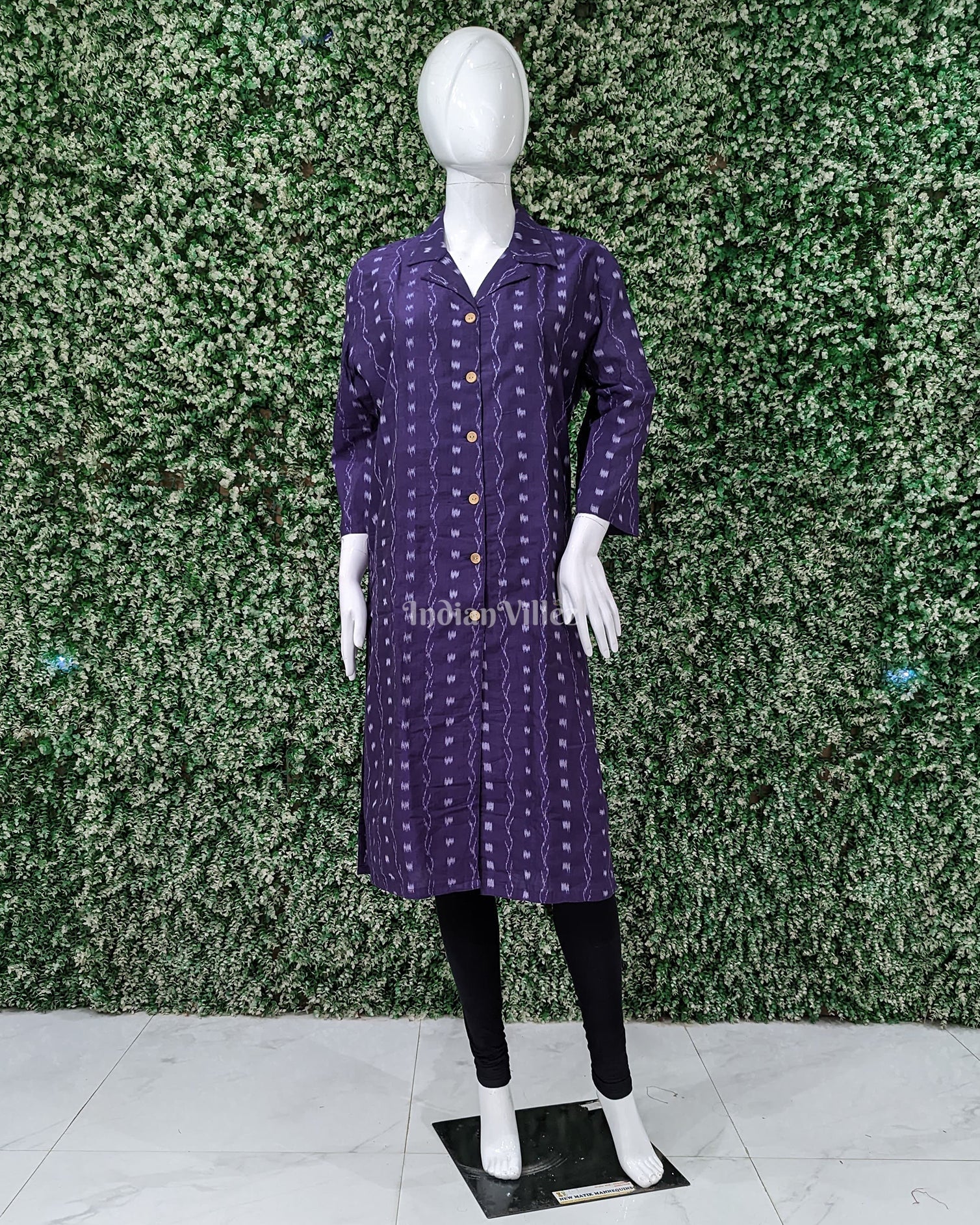 IndianVillèz Blue Sambalpuri Tipa design Odisha Ikat Designer Cotton Kurti for Women