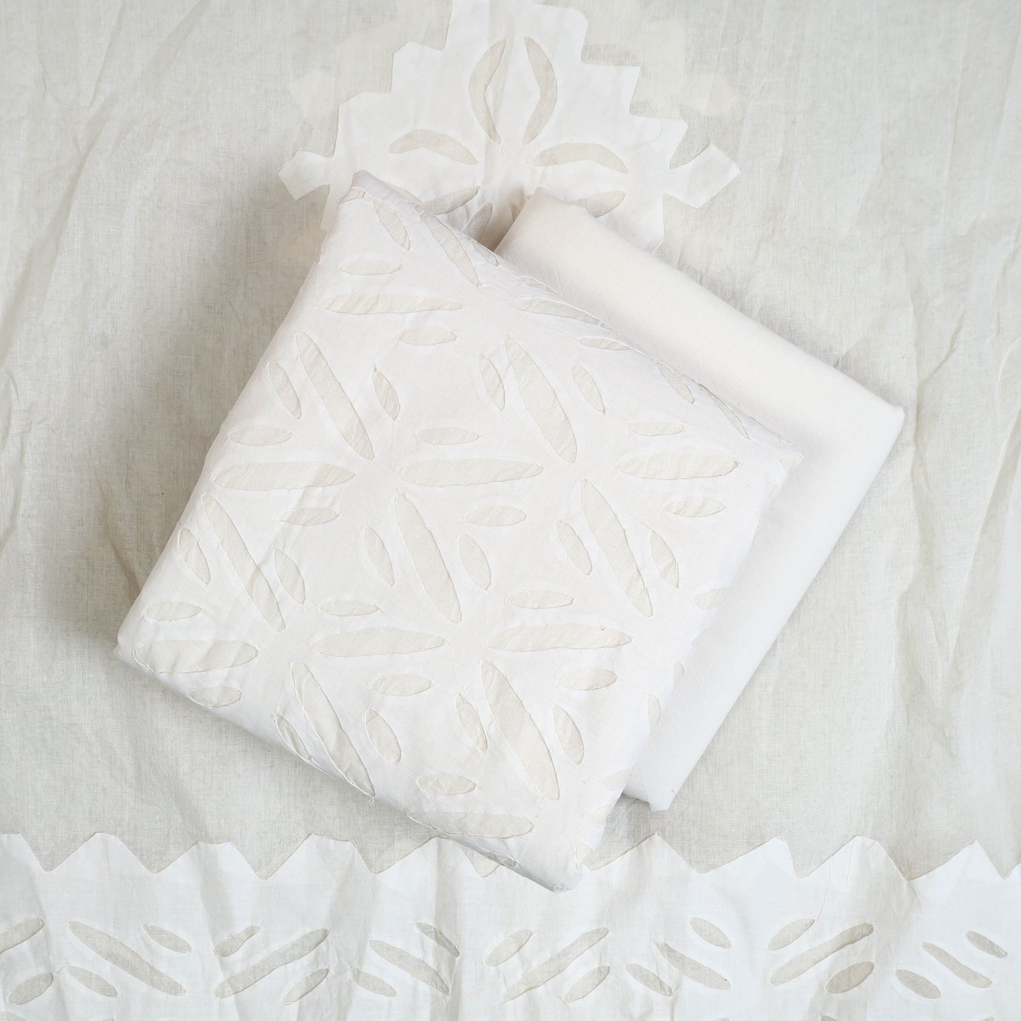 SHADES OF MARUDHARA White - 3pc Cut Work Cotton Barmer Applique Dress Material 18 - view 2