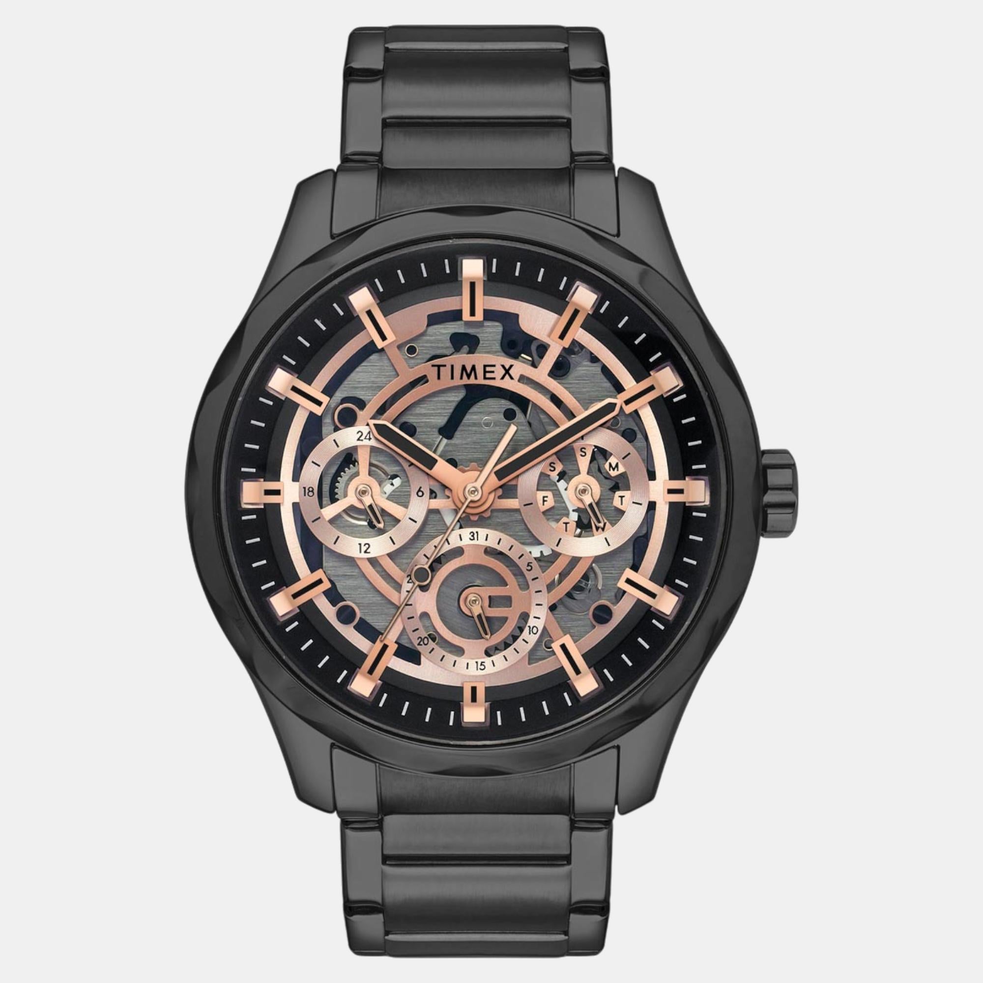 Timex E Class Men Quartz Black Dial Multi-Function Stainless Steel Watch TW0TG7630