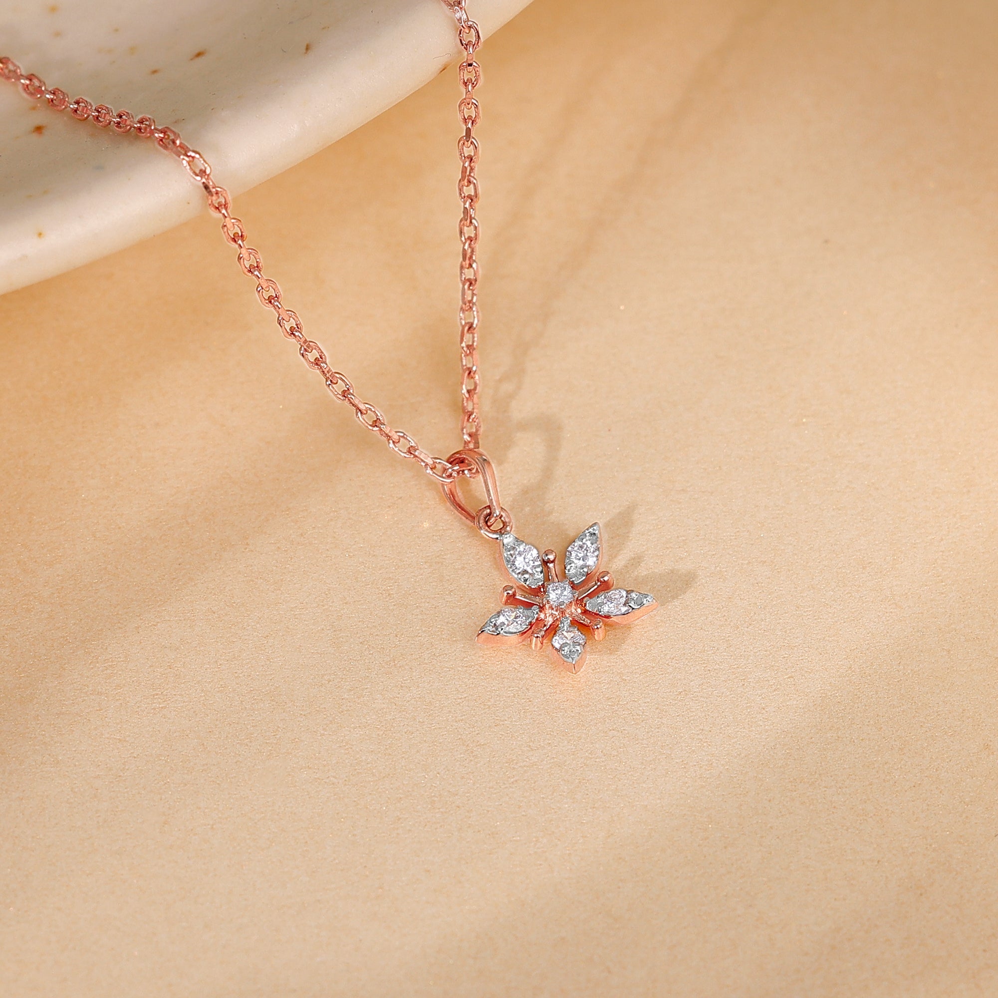 GIVA Jewellery Rose Gold Geranium Diamond Pendant - view 2