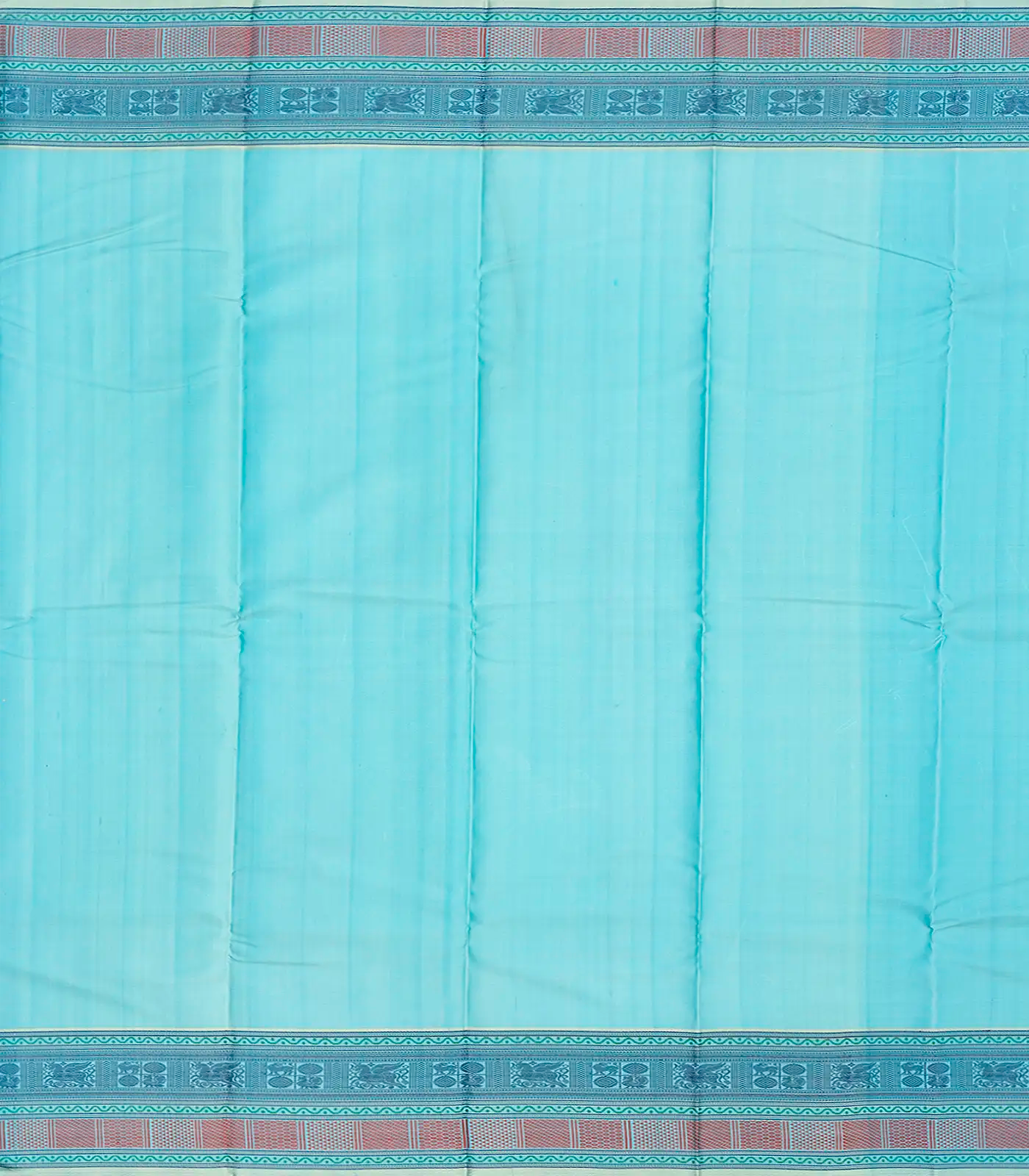 RmKV Sky Blue Handloom Kanchipuram Silk Saree With Floral Buttas-Sky Blue - view 4