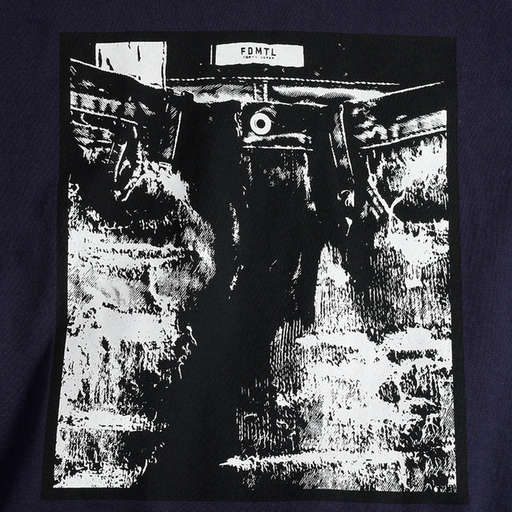 Fdmtl | Denim Print Tee { Navy - view 2