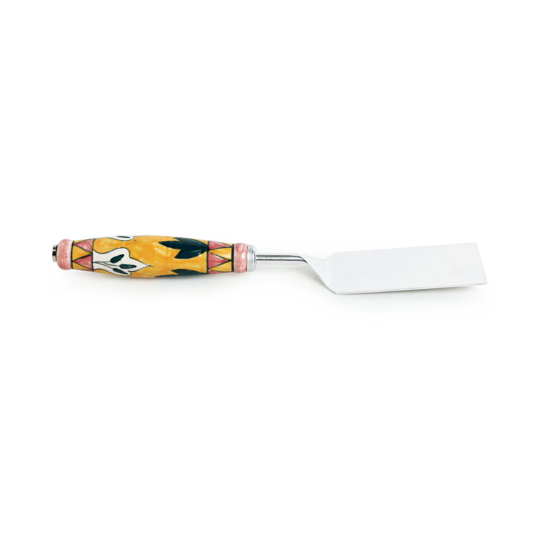 EXCLUSIVELANE 'The Mughal Patti' Handpainted Serving Fork & Scraper In Stainless Steel & Ceramic (Set of 2) - view 4
