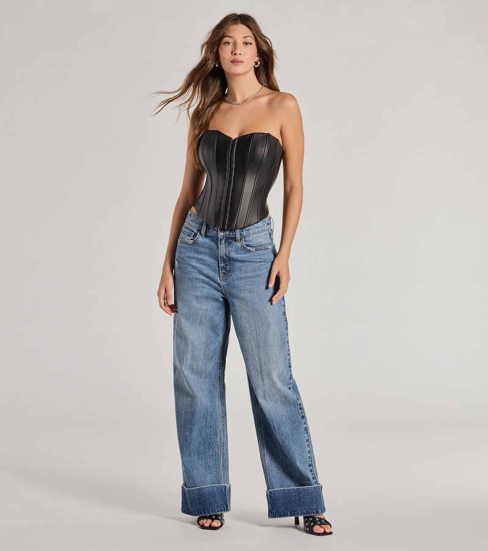 Windsor Level Up Sleek Faux Leather Strapless Corset Top - view 3