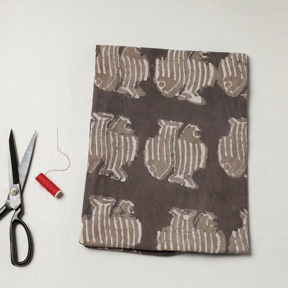 BINDAAS UNLIMITED Brown - Bindaas Block Art Printed Cotton Natural Dyed Precut Fabric (2.2 meter)