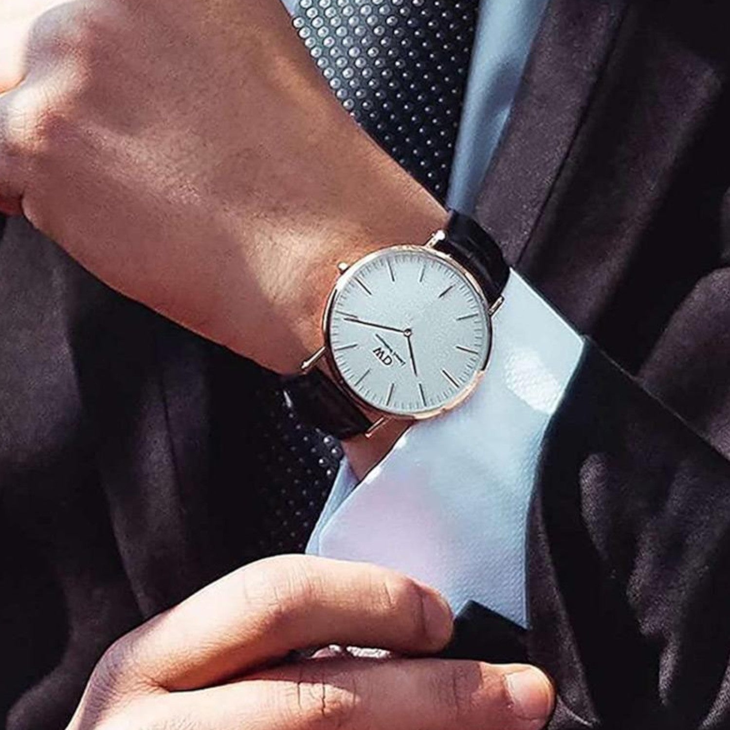 Daniel Wellington Classic Men Quartz White Dial Analog Leather Watch DW00100007K - view 3